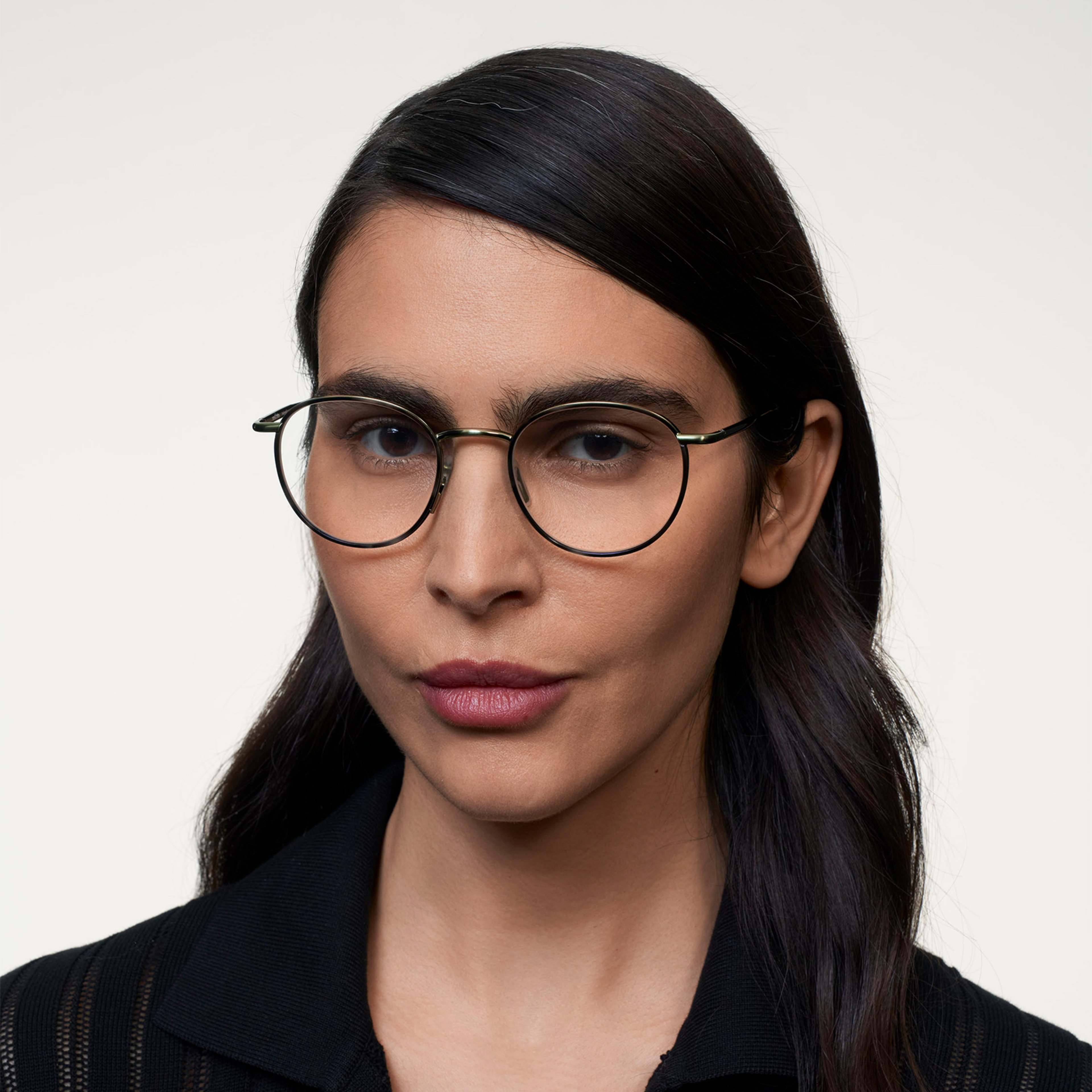 Ace & Tate Glasses | Round Metal in Black, Green