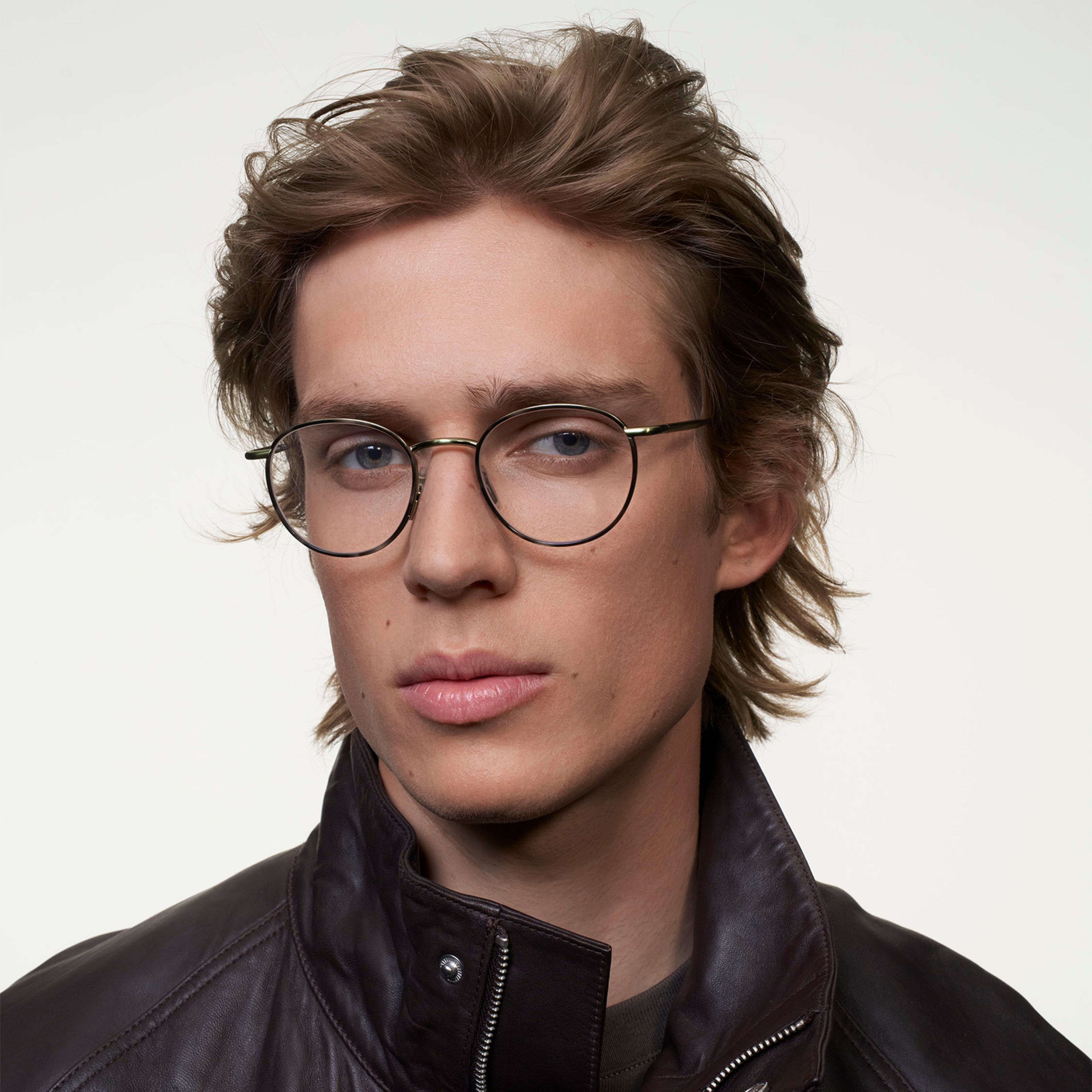 Ace & Tate Glasses | Round Metal in Black, Green