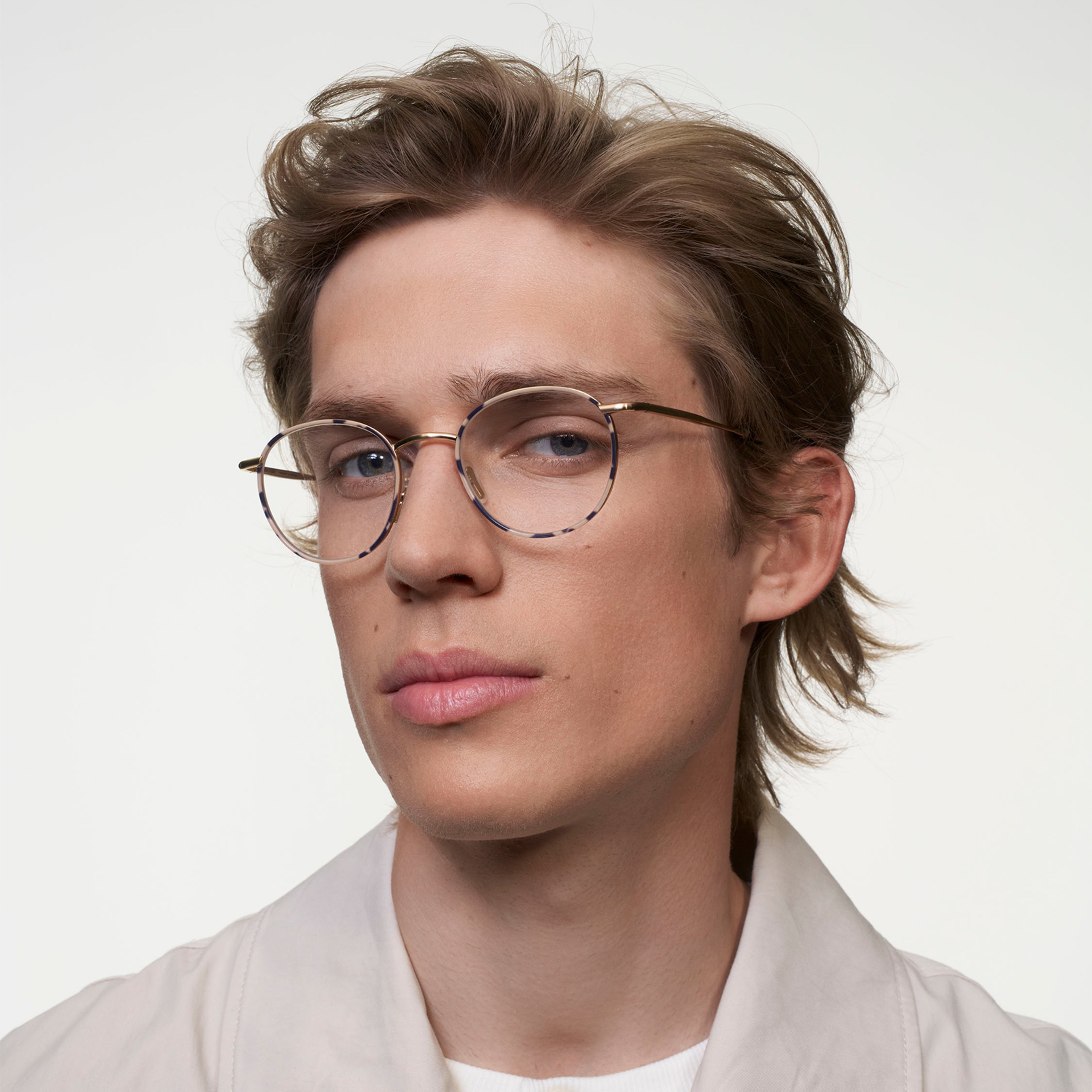 Ace & Tate Glasses | Round Metal in Beige, Black, Gold
