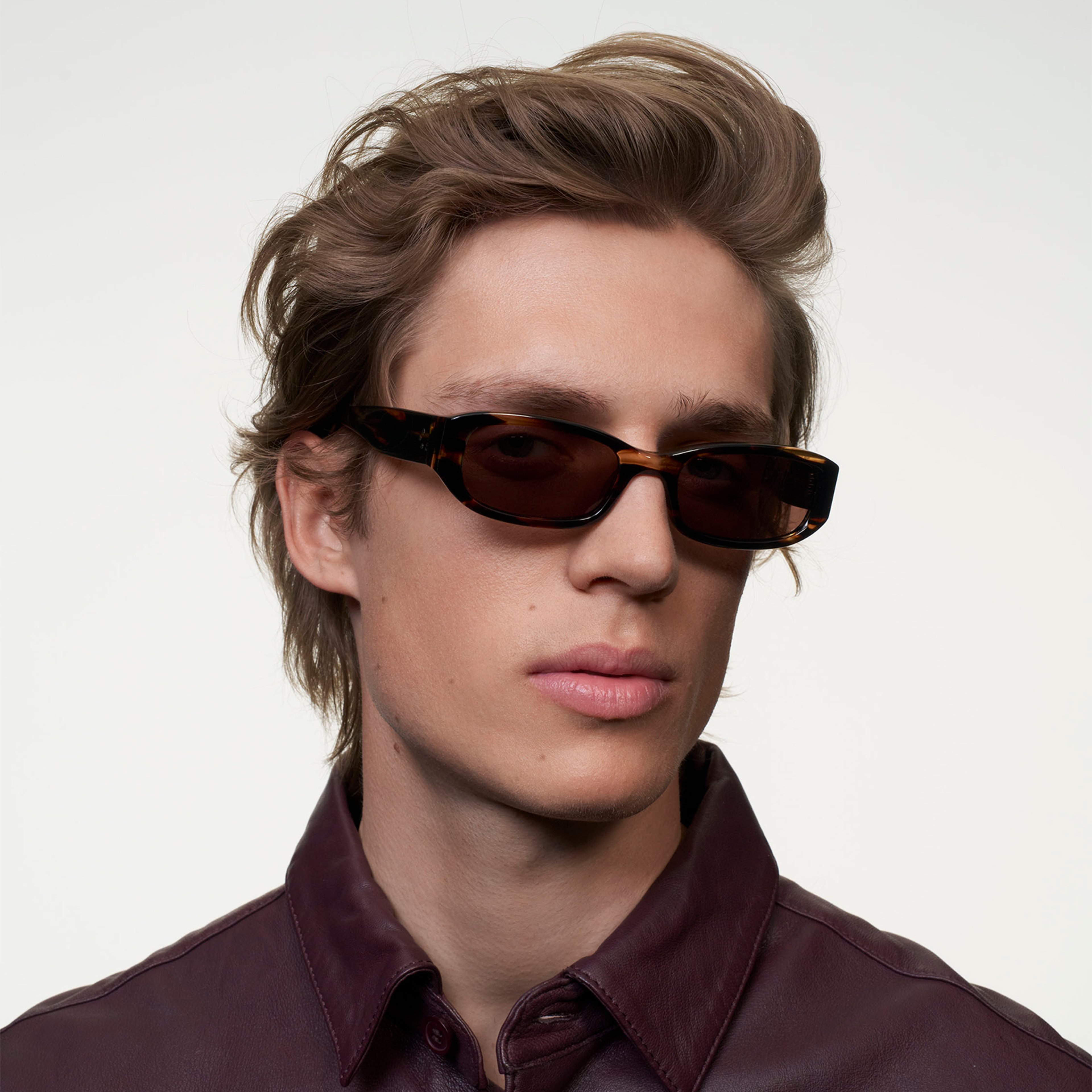 Ace & Tate Sunglasses | Rectangle Acetate in Brown, Orange