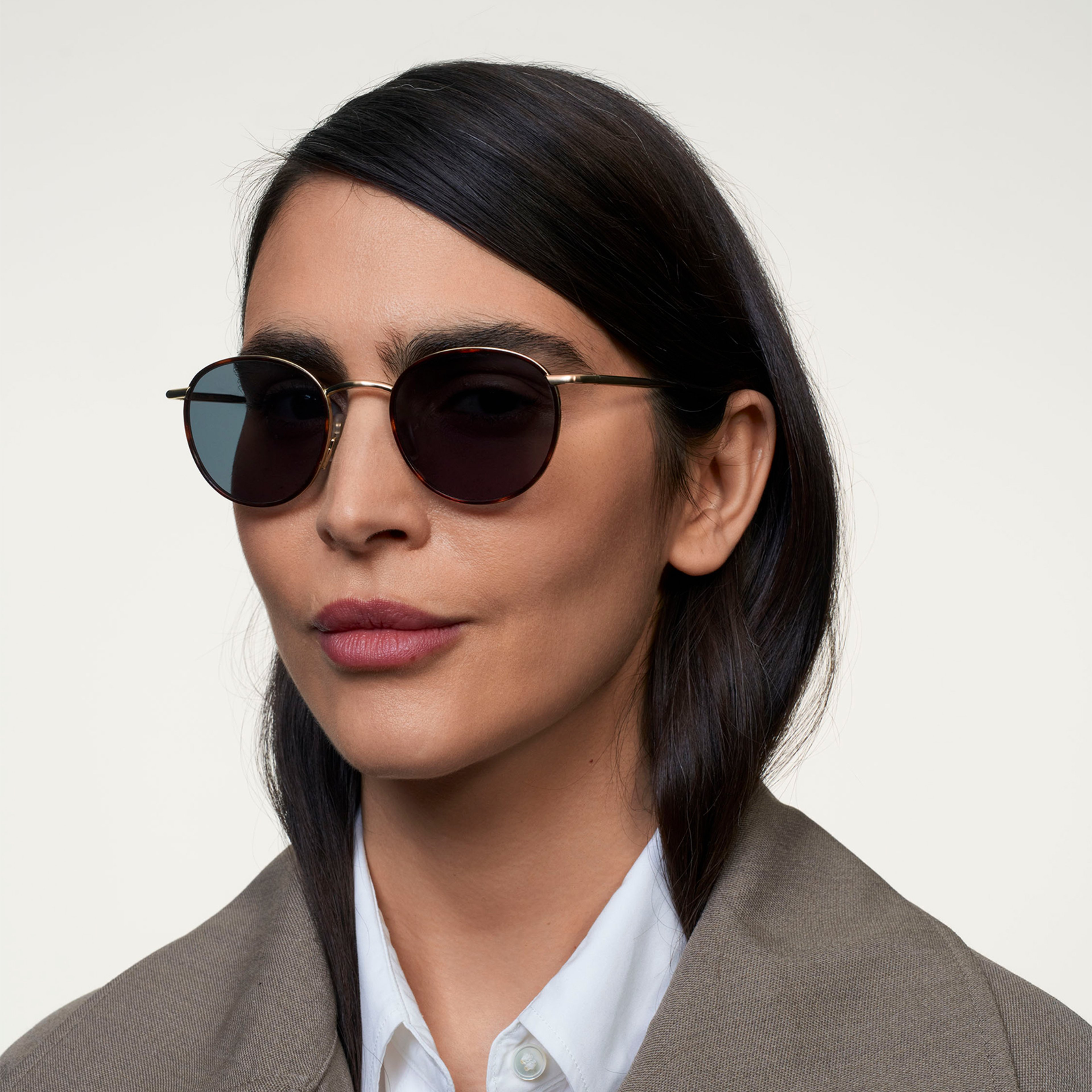 Ace & Tate Sunglasses | Round Metal in Brown, Gold, Orange
