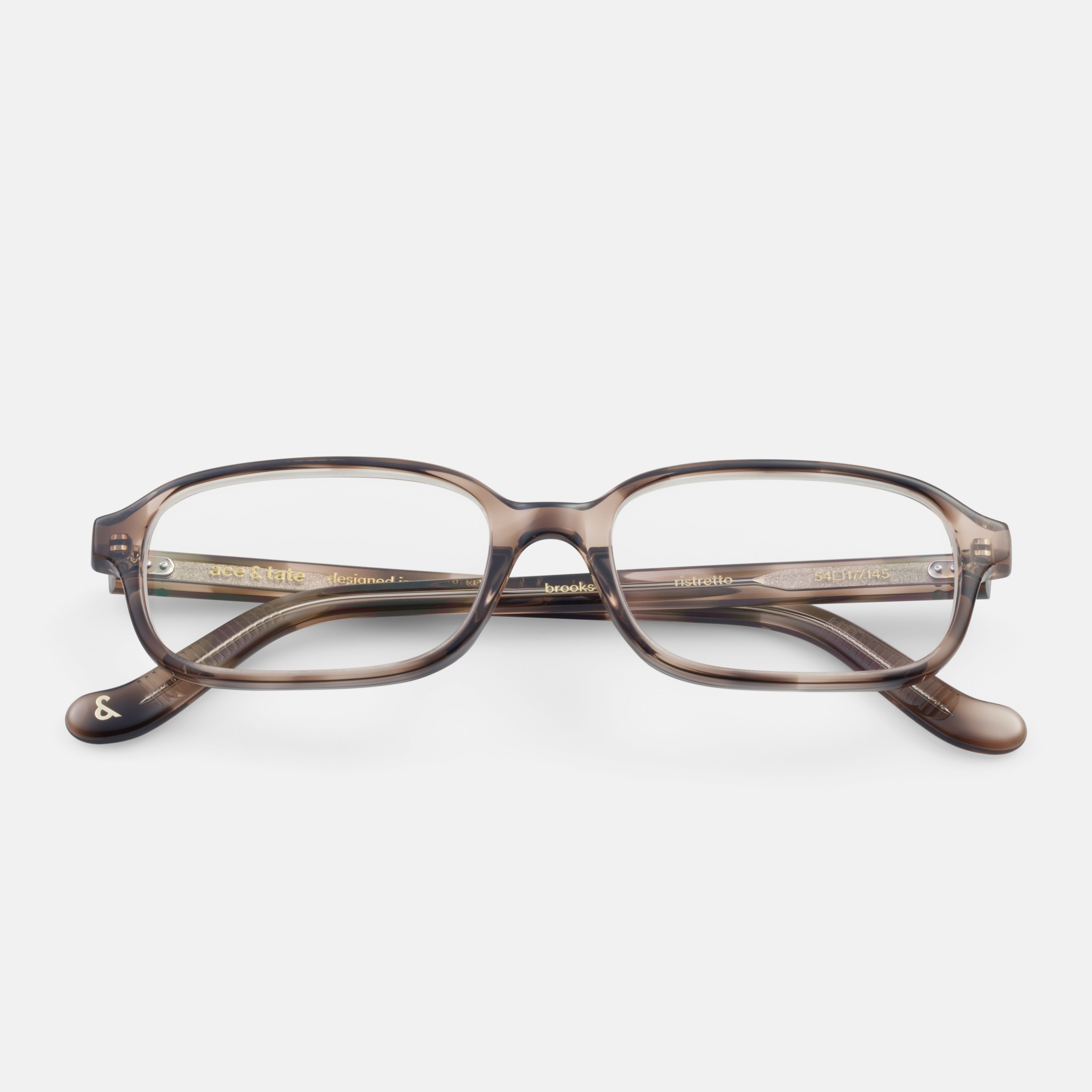 Ace & Tate Glasses | Rectangle Acetate in Beige, Brown