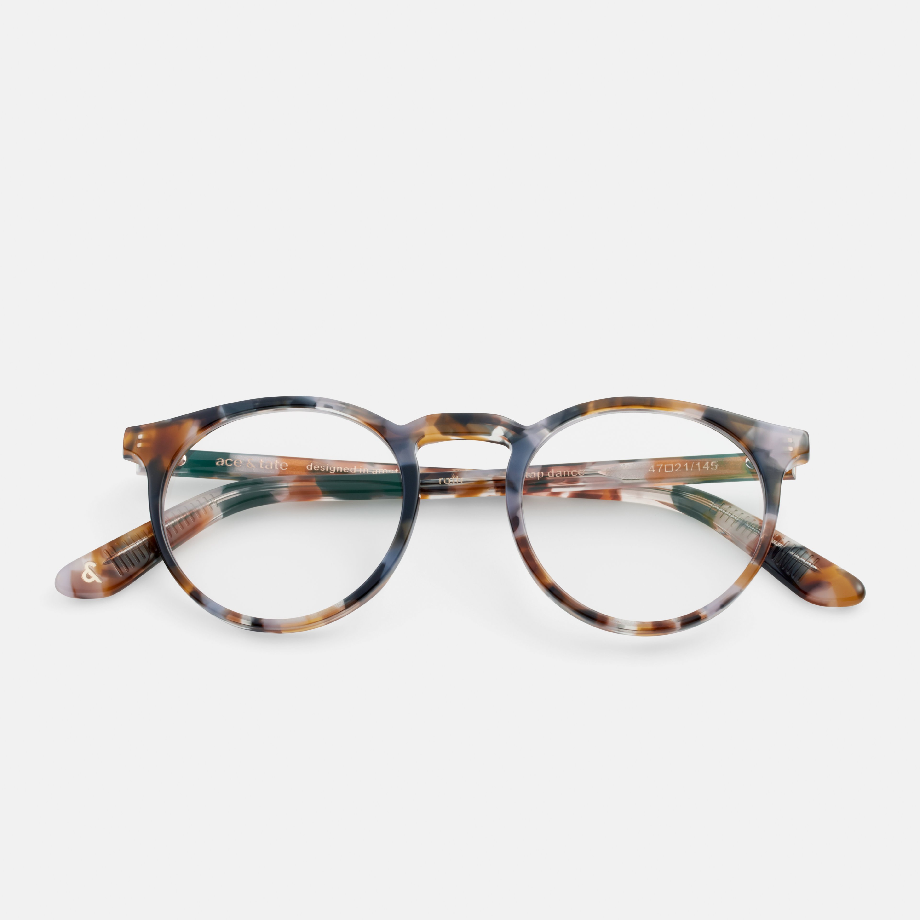 Ace & Tate Glasses | Round Acetate in Brown, Orange, Purple