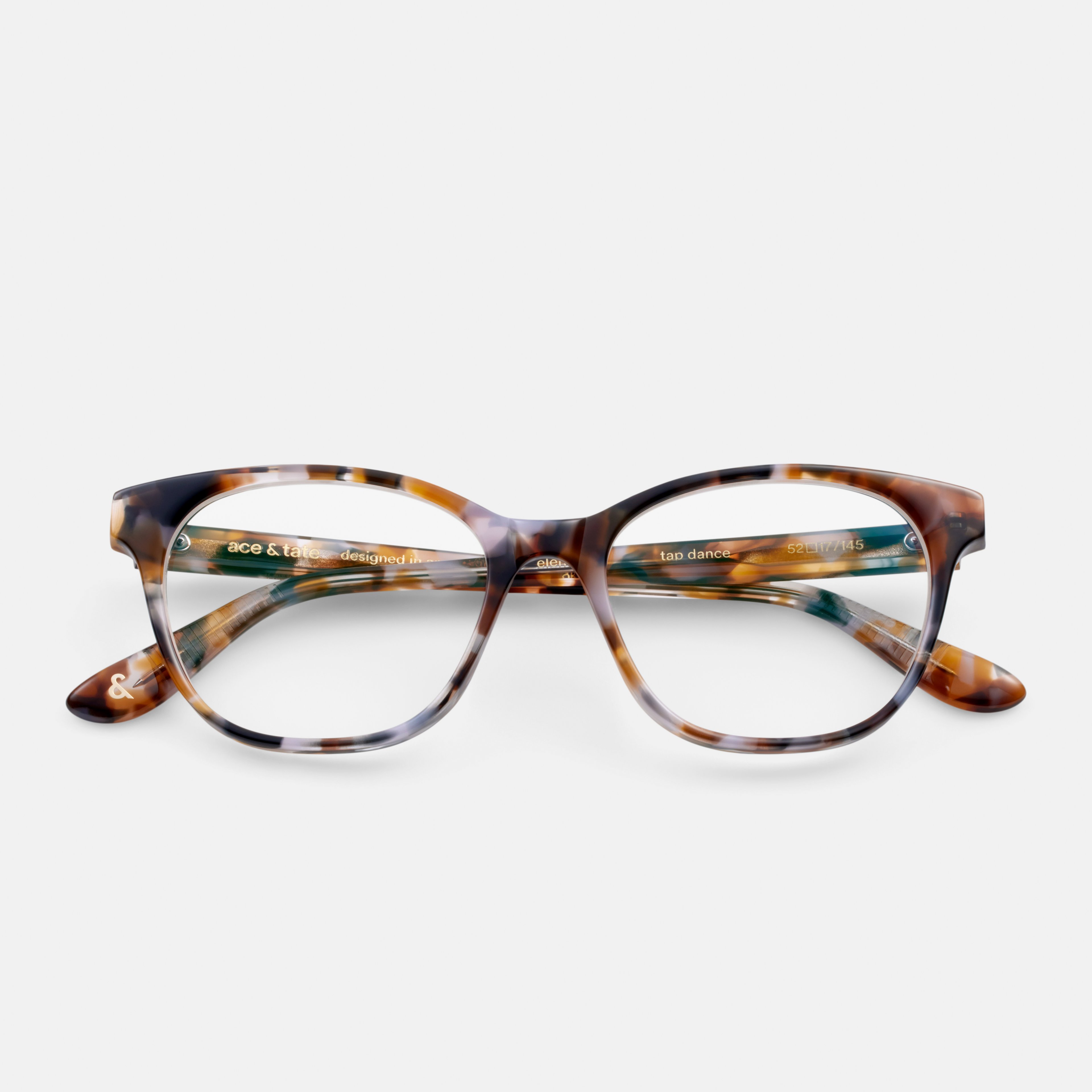 Ace & Tate Brillen | Quadratisch Acetat in Braun, Orange, Violett