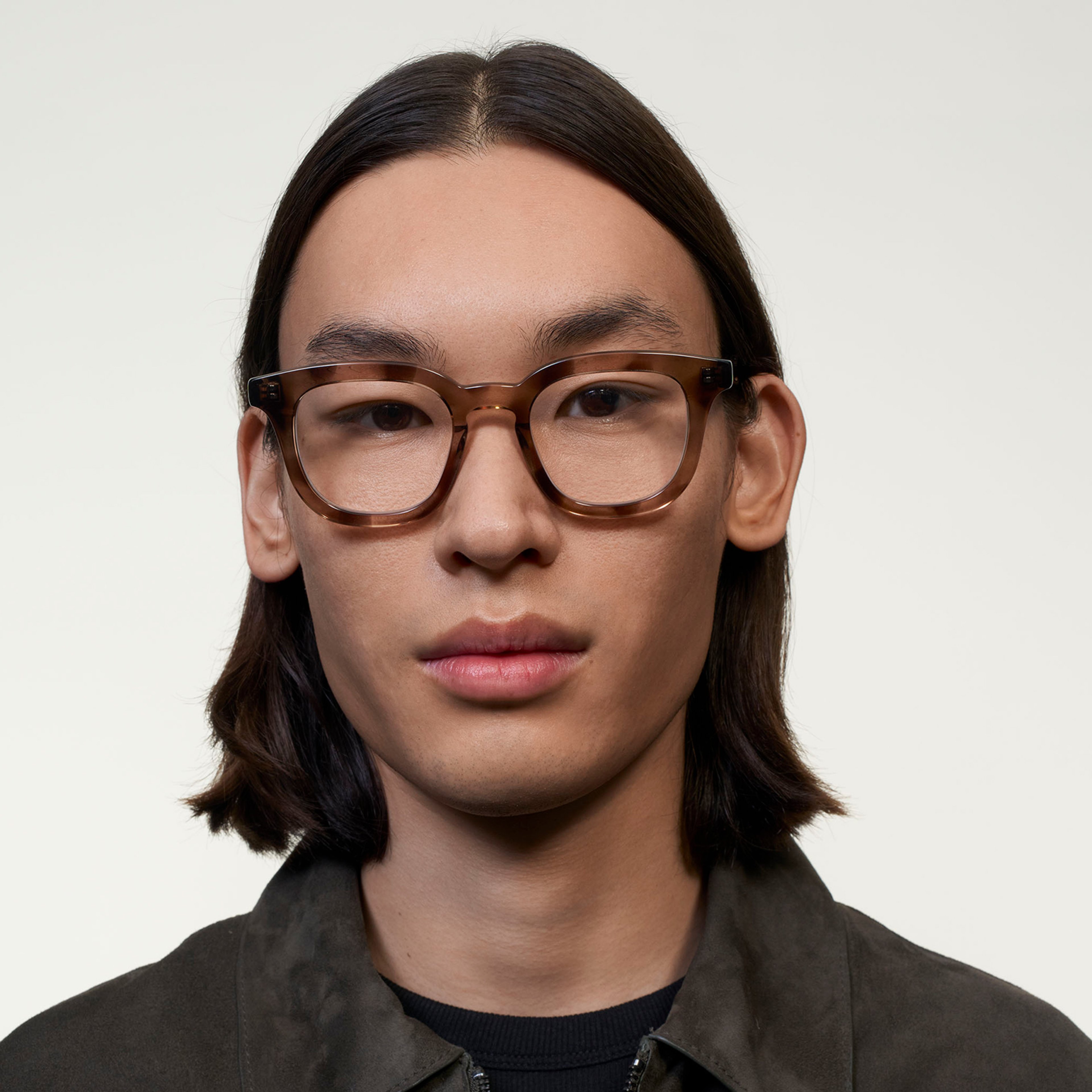 Ace & Tate Glasses | Square Acetate in Beige, Brown