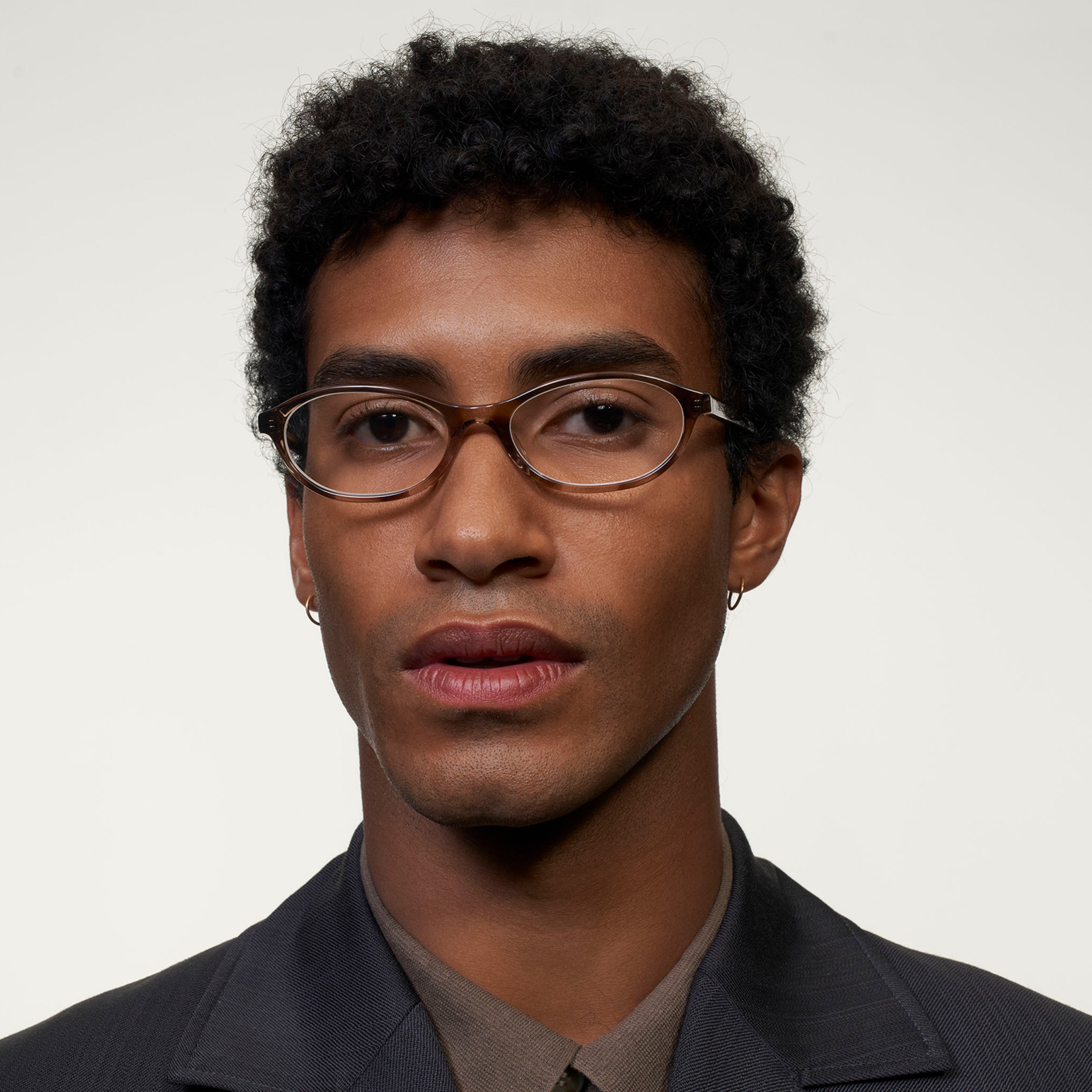 Ace & Tate Glasses | Oval Acetate in Beige, Brown