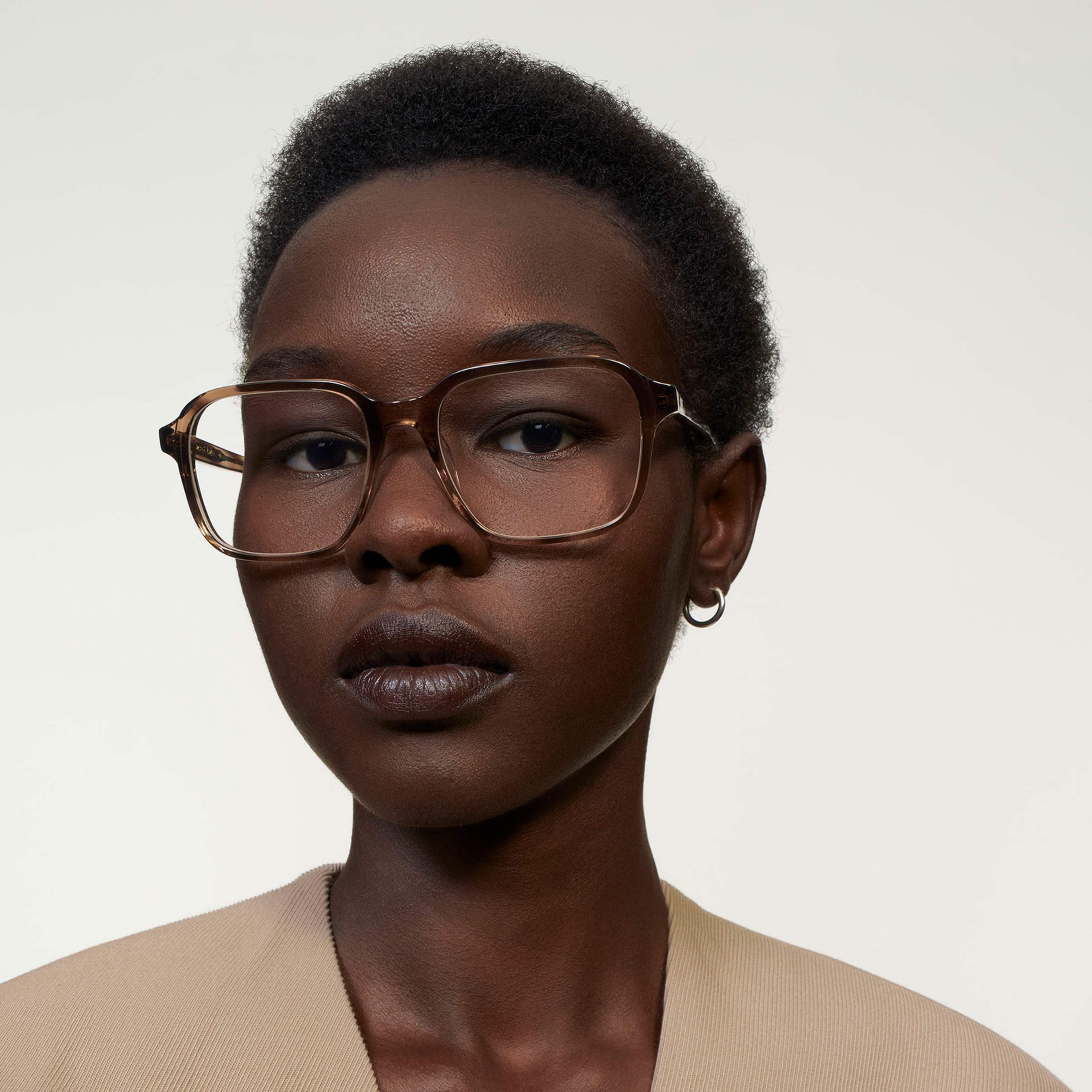 Ace & Tate Glasses | Square Acetate in Beige, Brown