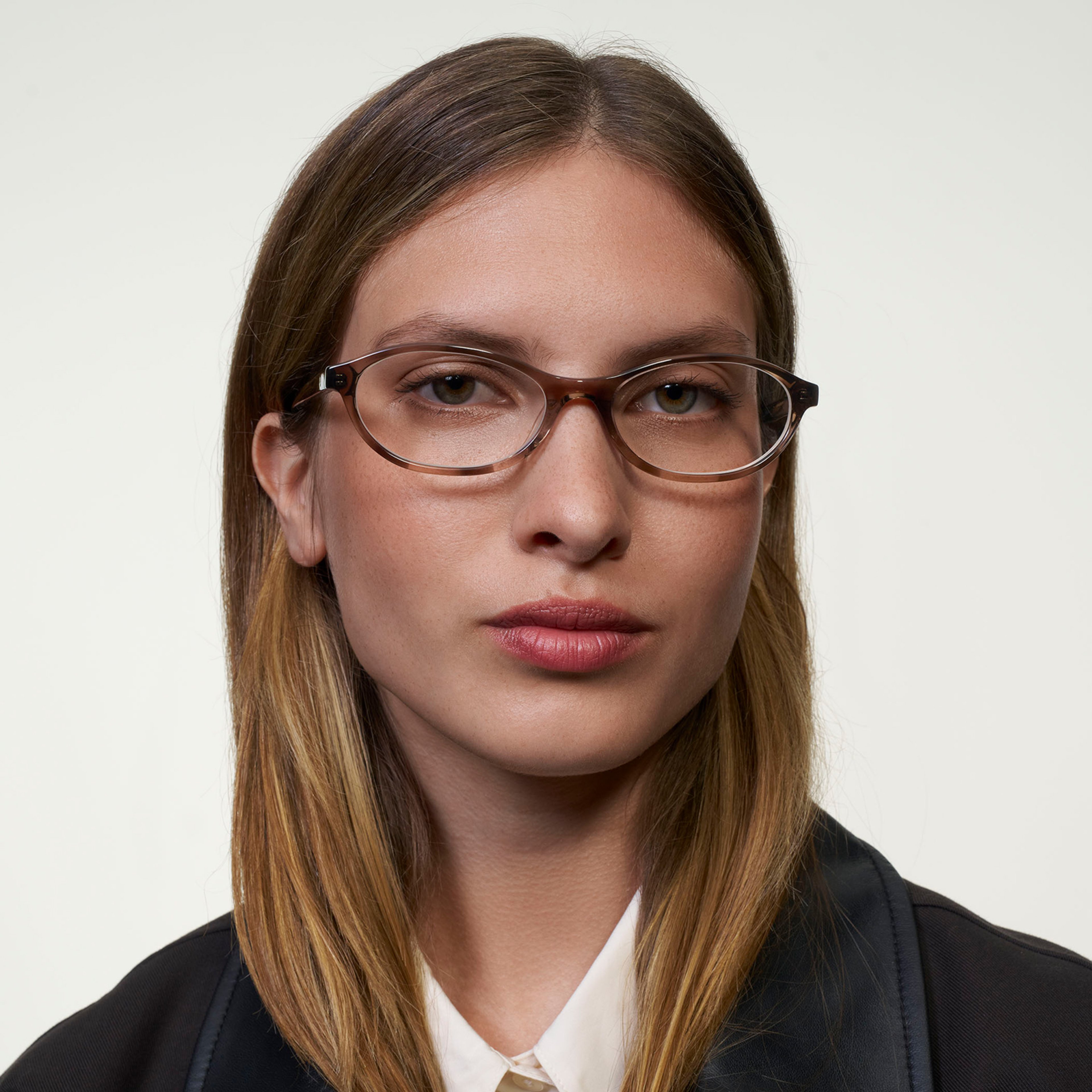 Ace & Tate Glasses | Oval Acetate in Beige, Brown