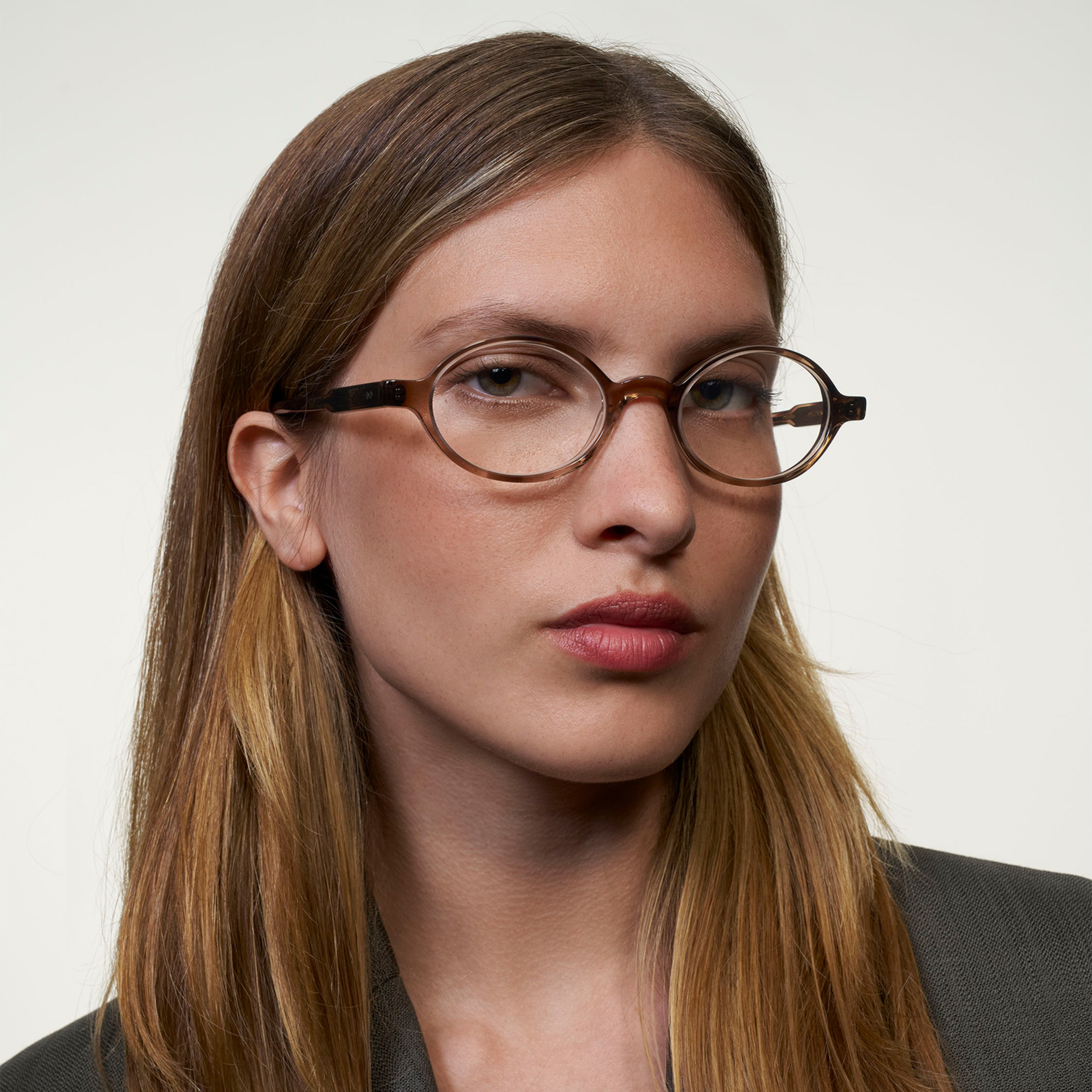 Ace & Tate Glasses | Round Acetate in Beige, Brown
