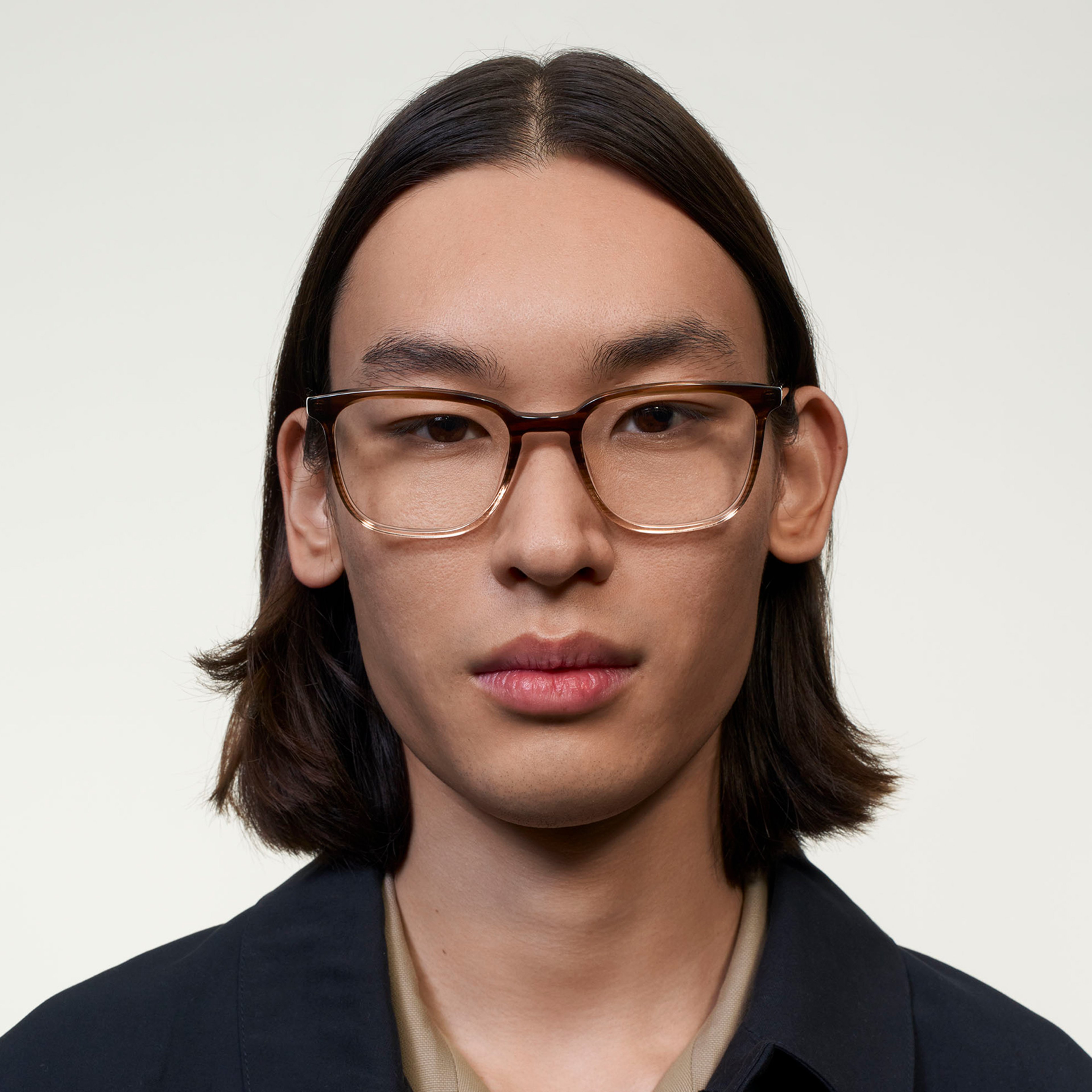 Ace & Tate Glasses | Rectangle Acetate in Brown, Clear