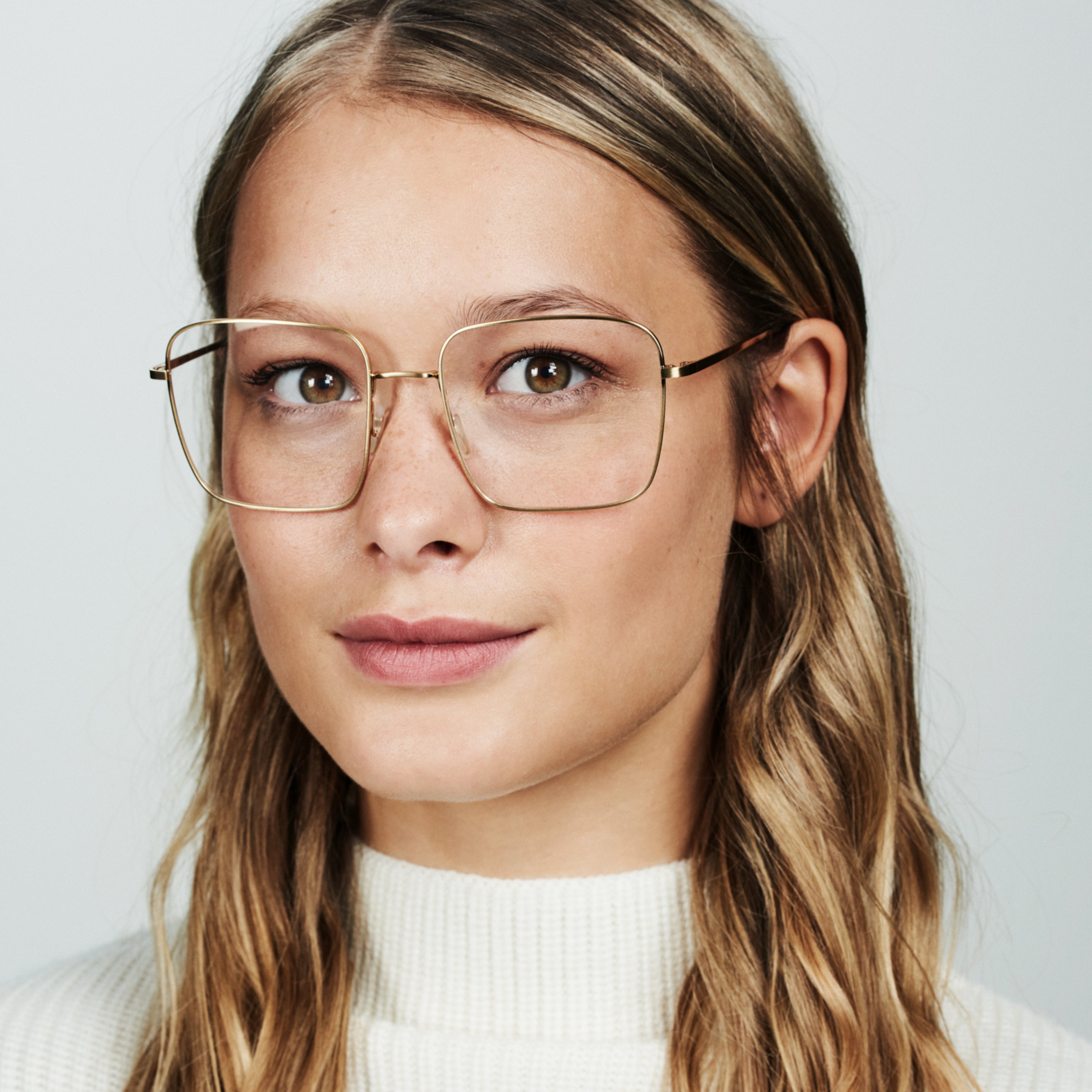 Ace & Tate Glasses | Square Metal in Gold