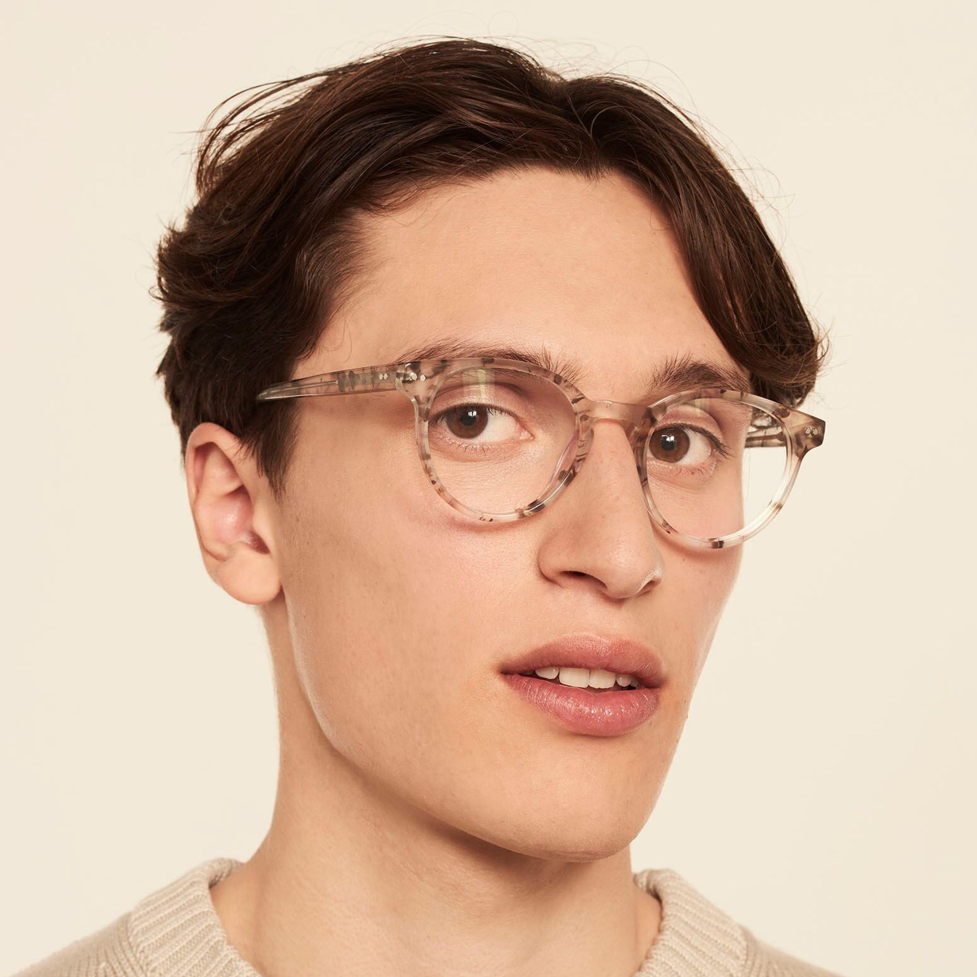 Ace & Tate Glasses | round acetate in Brown, Grey, White