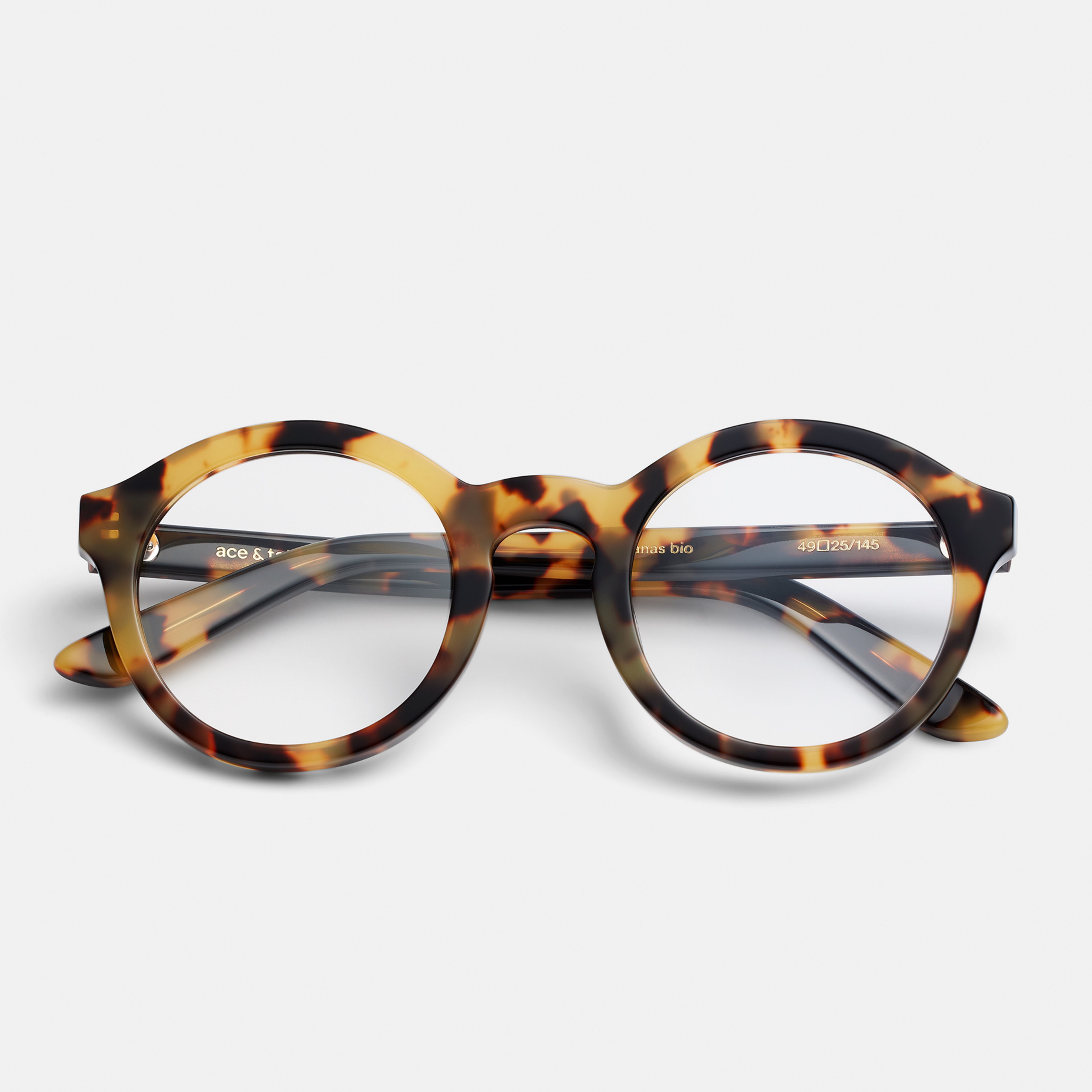 Ace & Tate Glasses | Round Acetate in Brown, Yellow