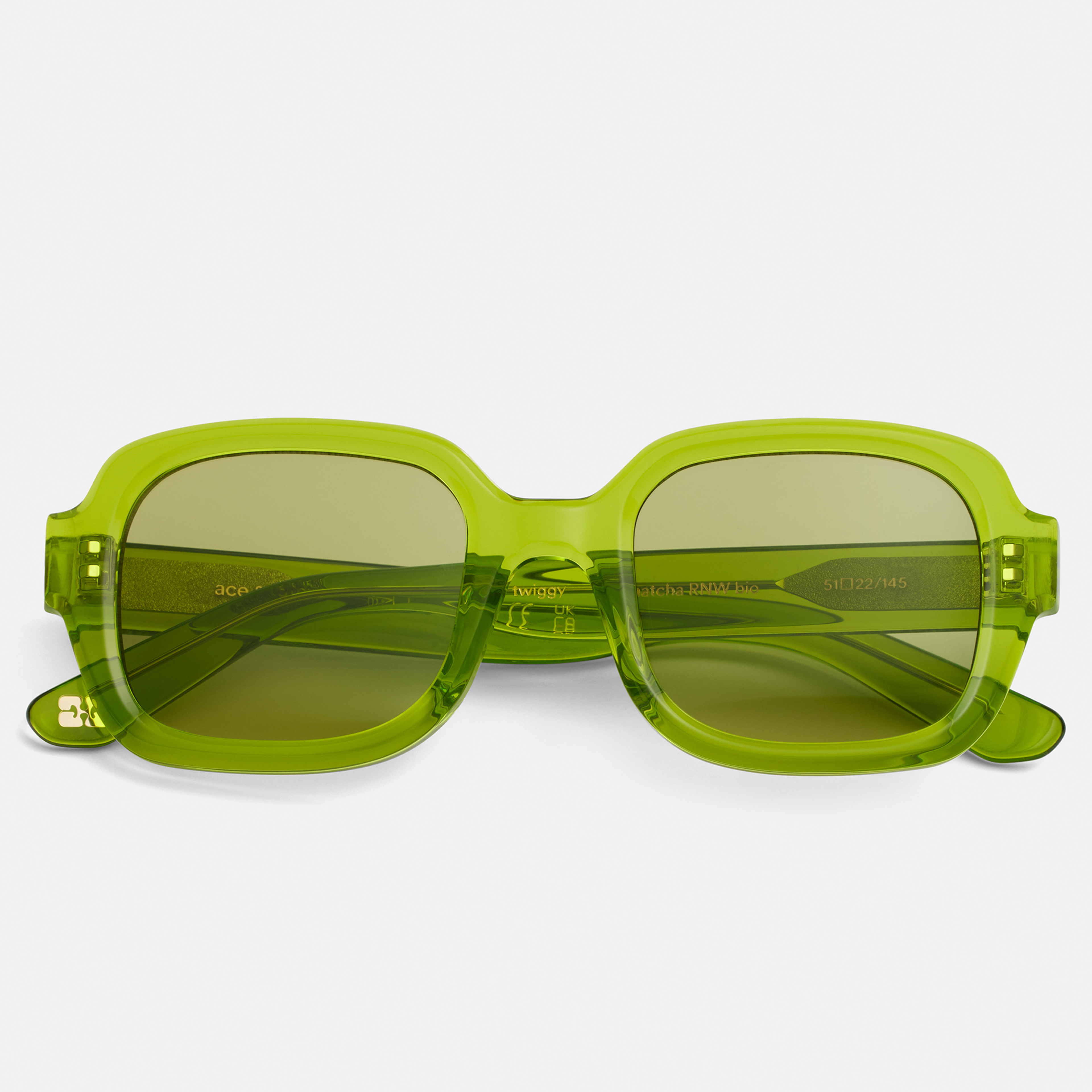 Ace & Tate Solaires | carrée Renew bio-acétate in Vert