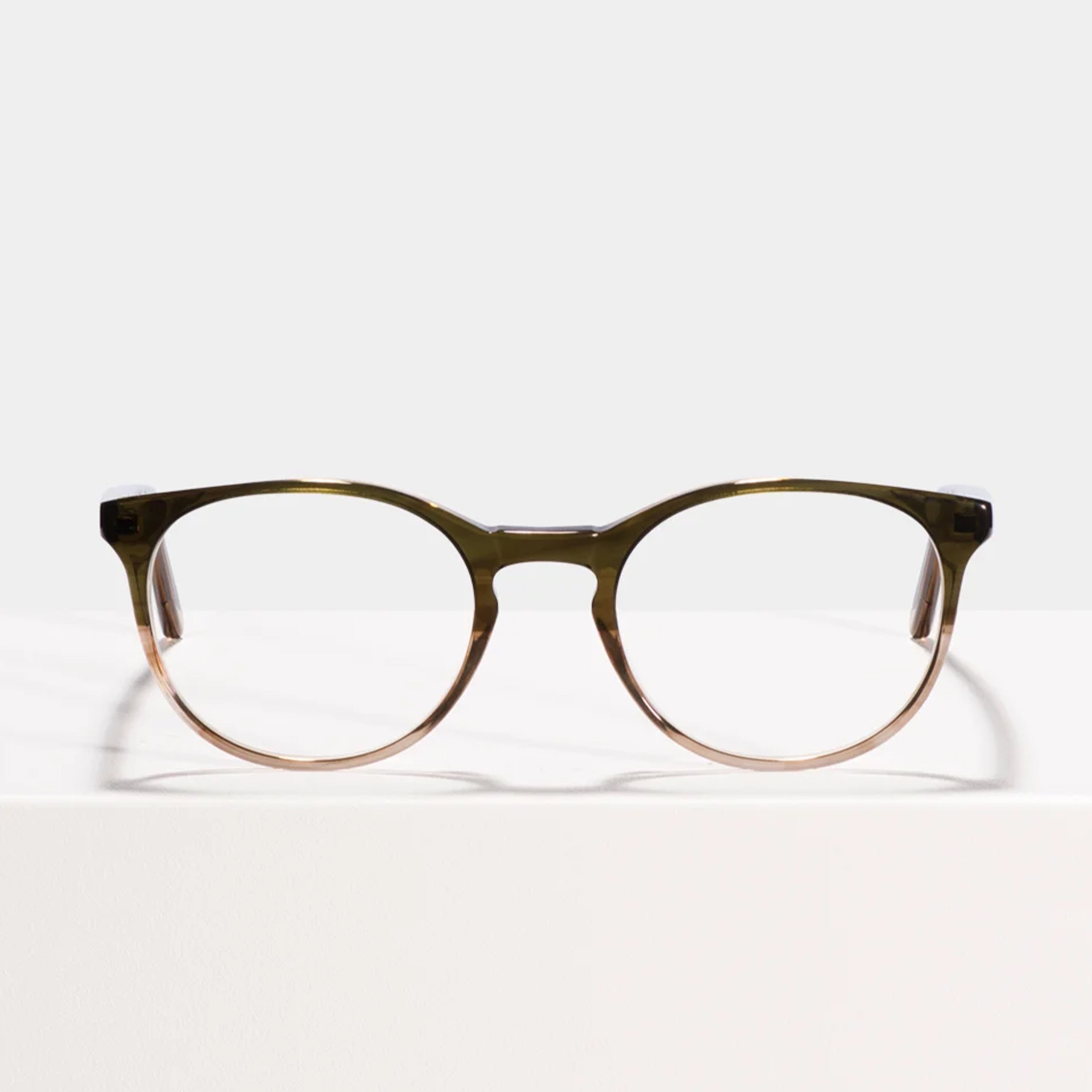 Ace & Tate Miles Large in Olive Gradient Ace & Tate Glasses | Round Acetate in Brown, Green