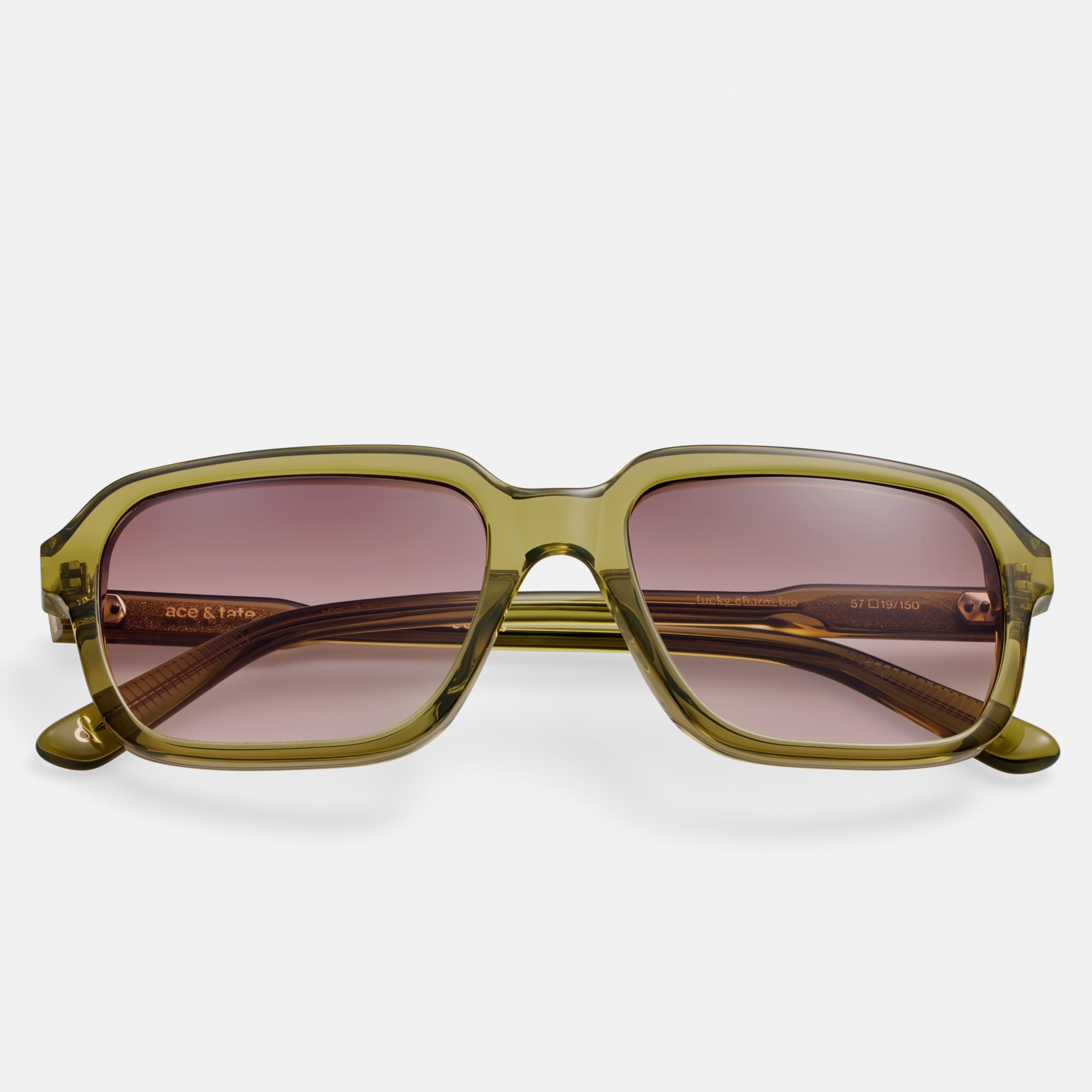Ace & Tate Sonnenbrillen | Quadratisch Acetat in Beige, Grün, Grau
