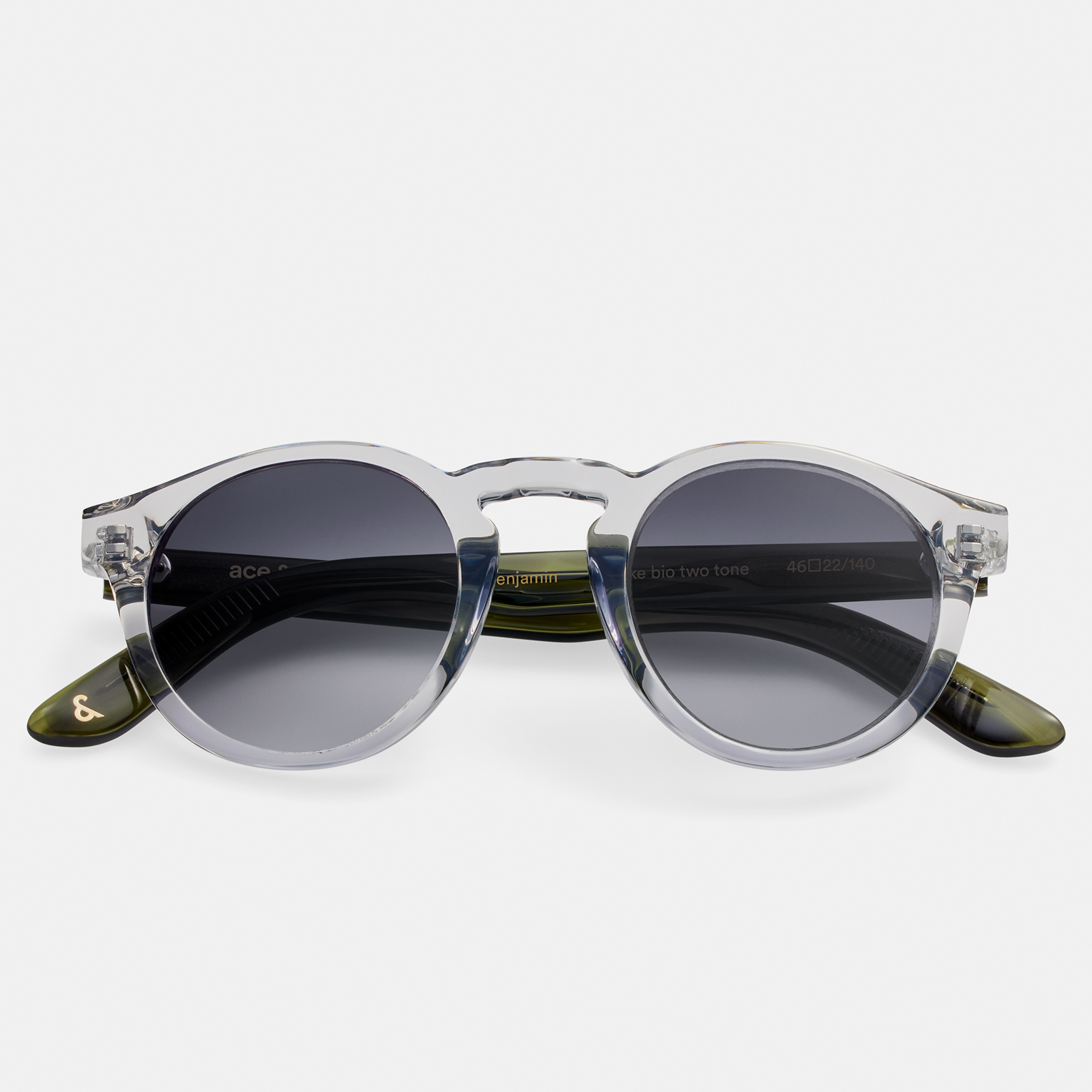Ace & Tate Solaires | Ronde Acétate in Clair, Vert, Gris