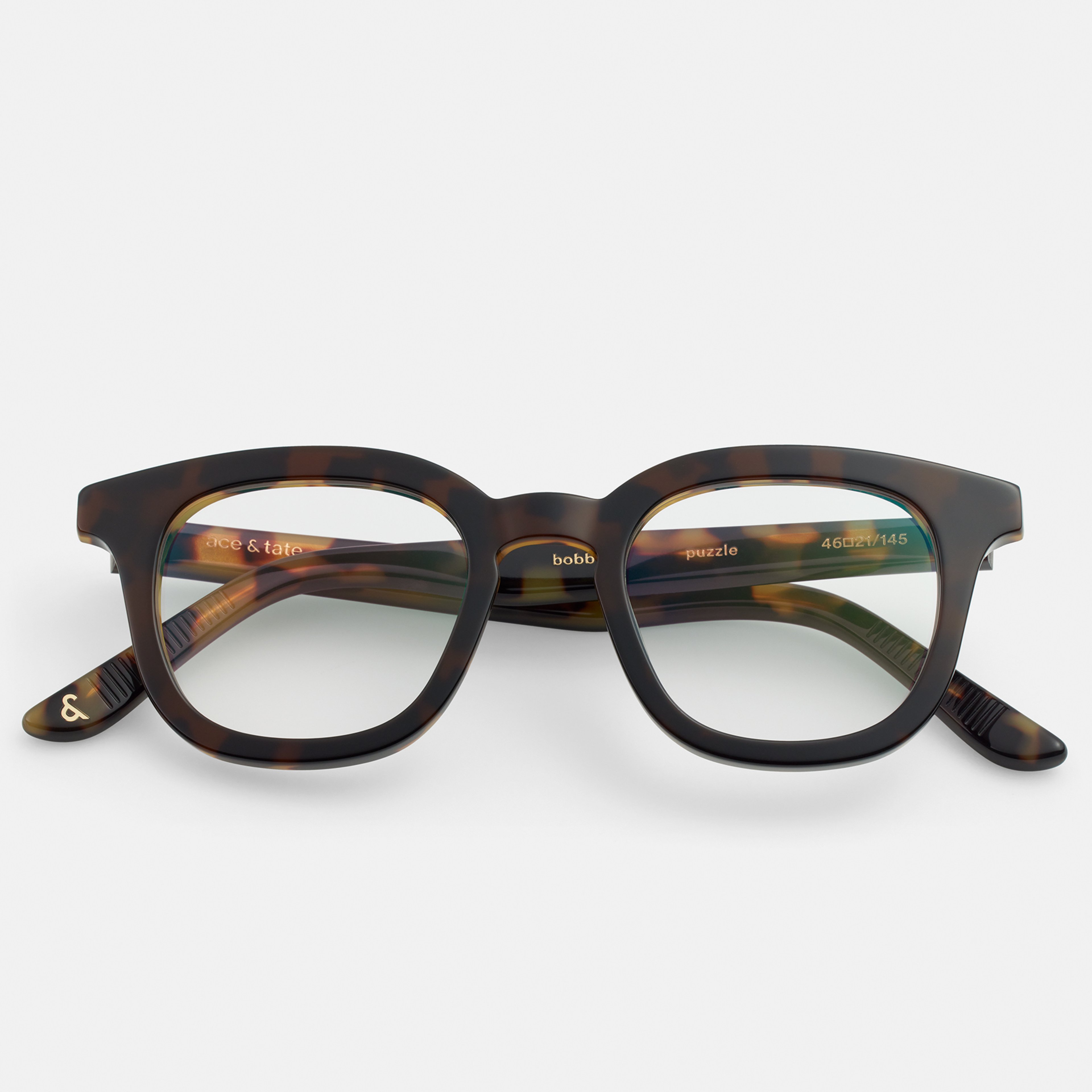 Ace & Tate Gafas | Cuadrada Acetato in Beige, Negro, Marrón, Amarillo