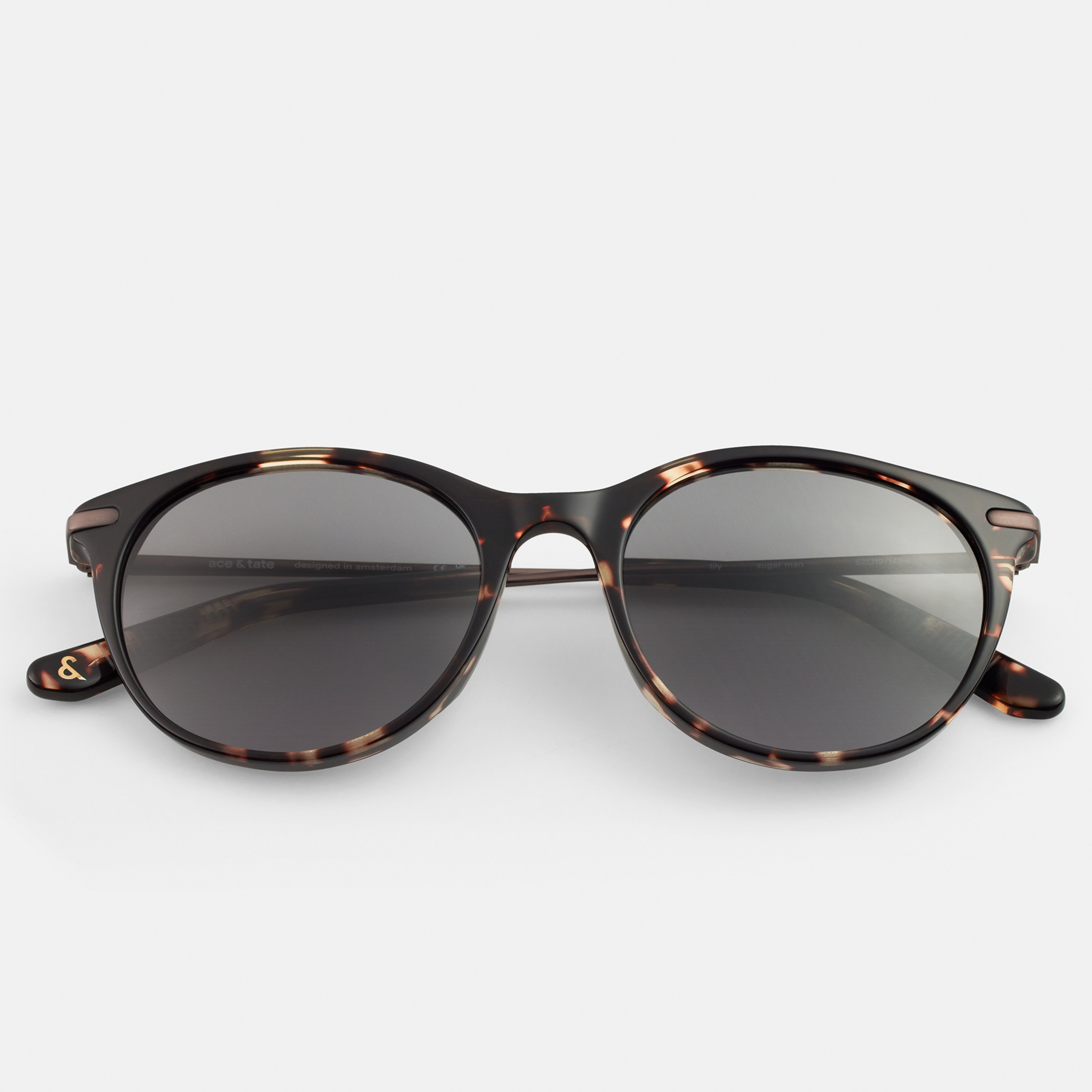 Ace & Tate Sunglasses | Round Metal in Brown