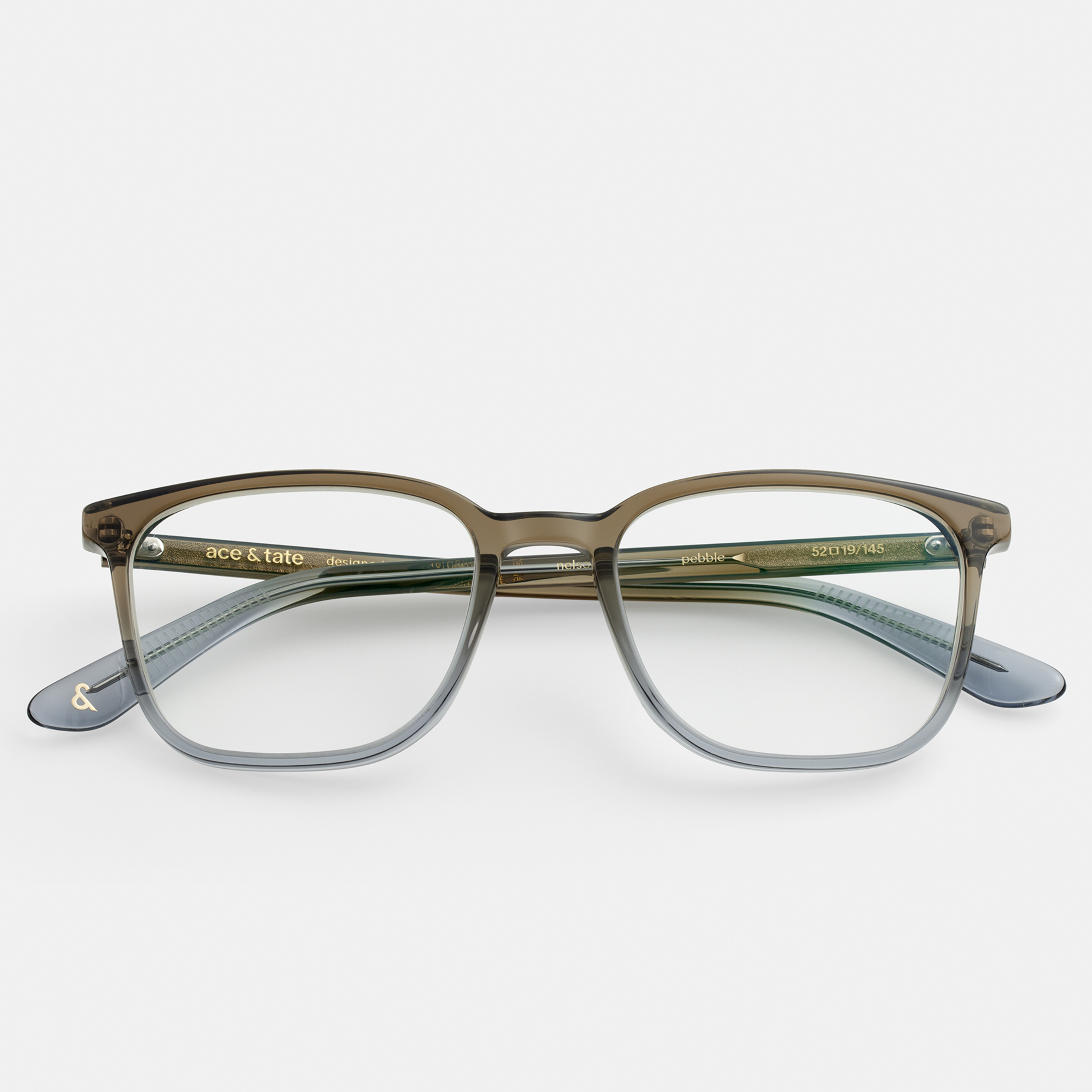 Ace & Tate Glasses | Rectangle Acetate in Blue, Grey