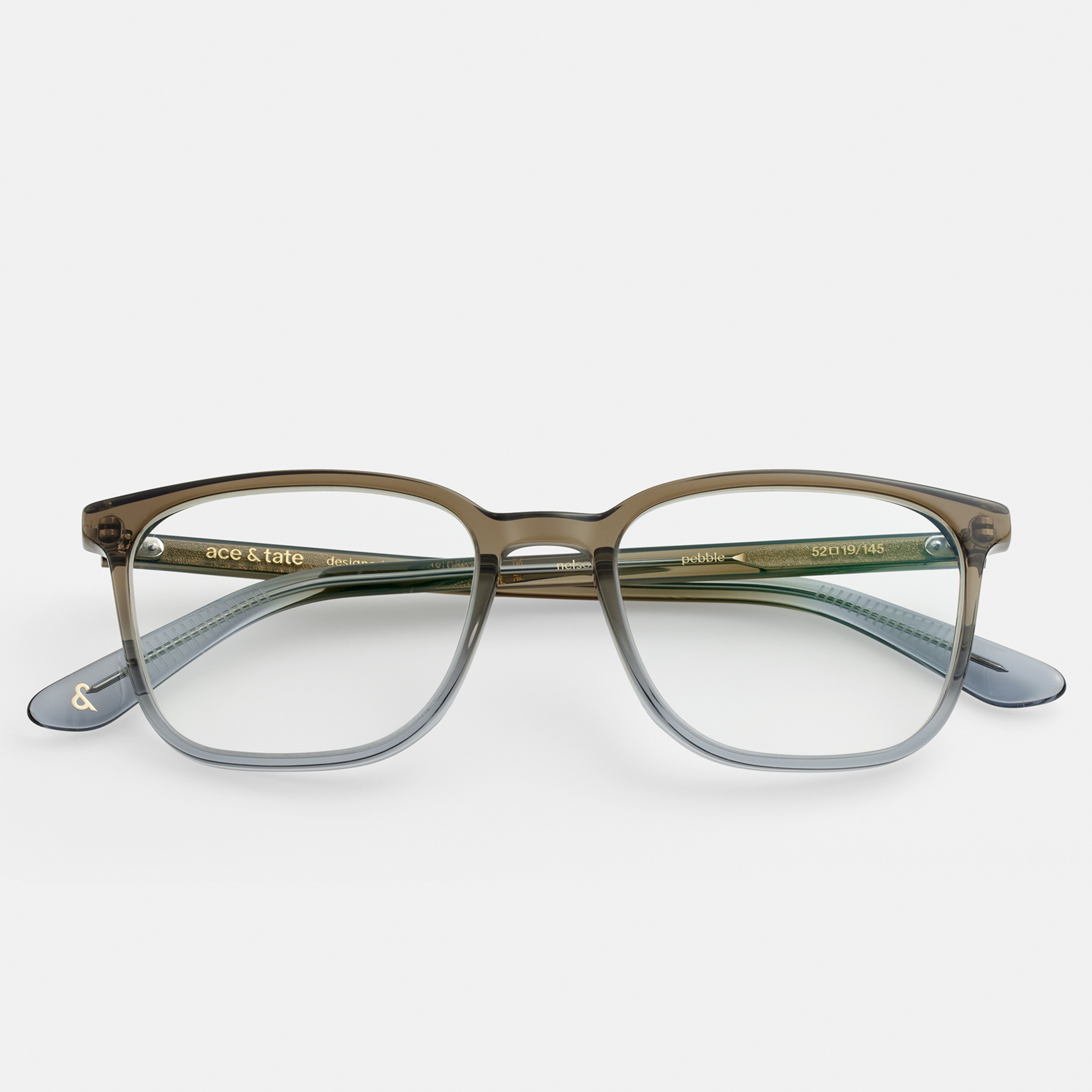 Ace & Tate Glasses | Rectangle Acetate in Blue, Grey