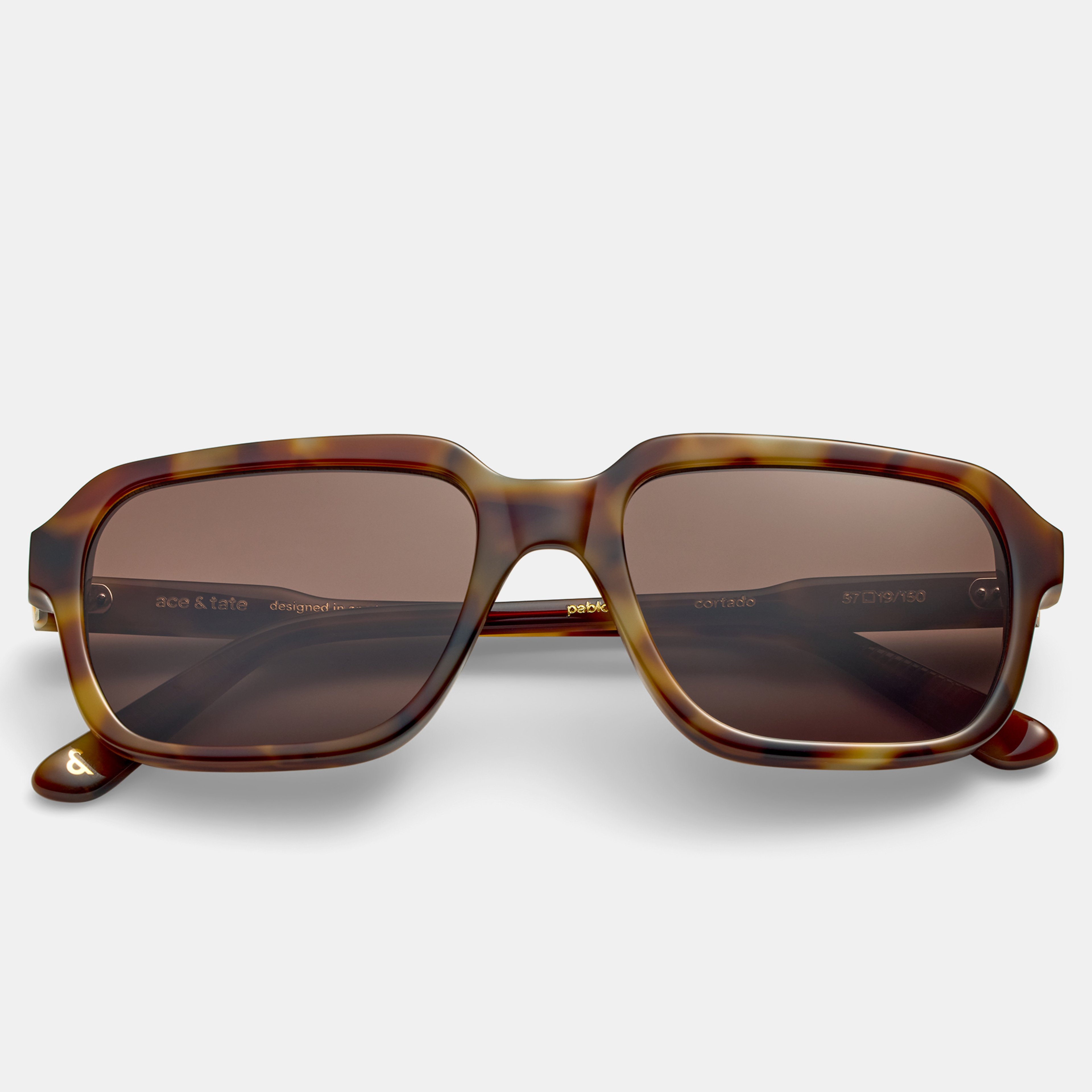 Ace & Tate Sonnenbrillen | Quadratisch Acetat in Braun, Gelb