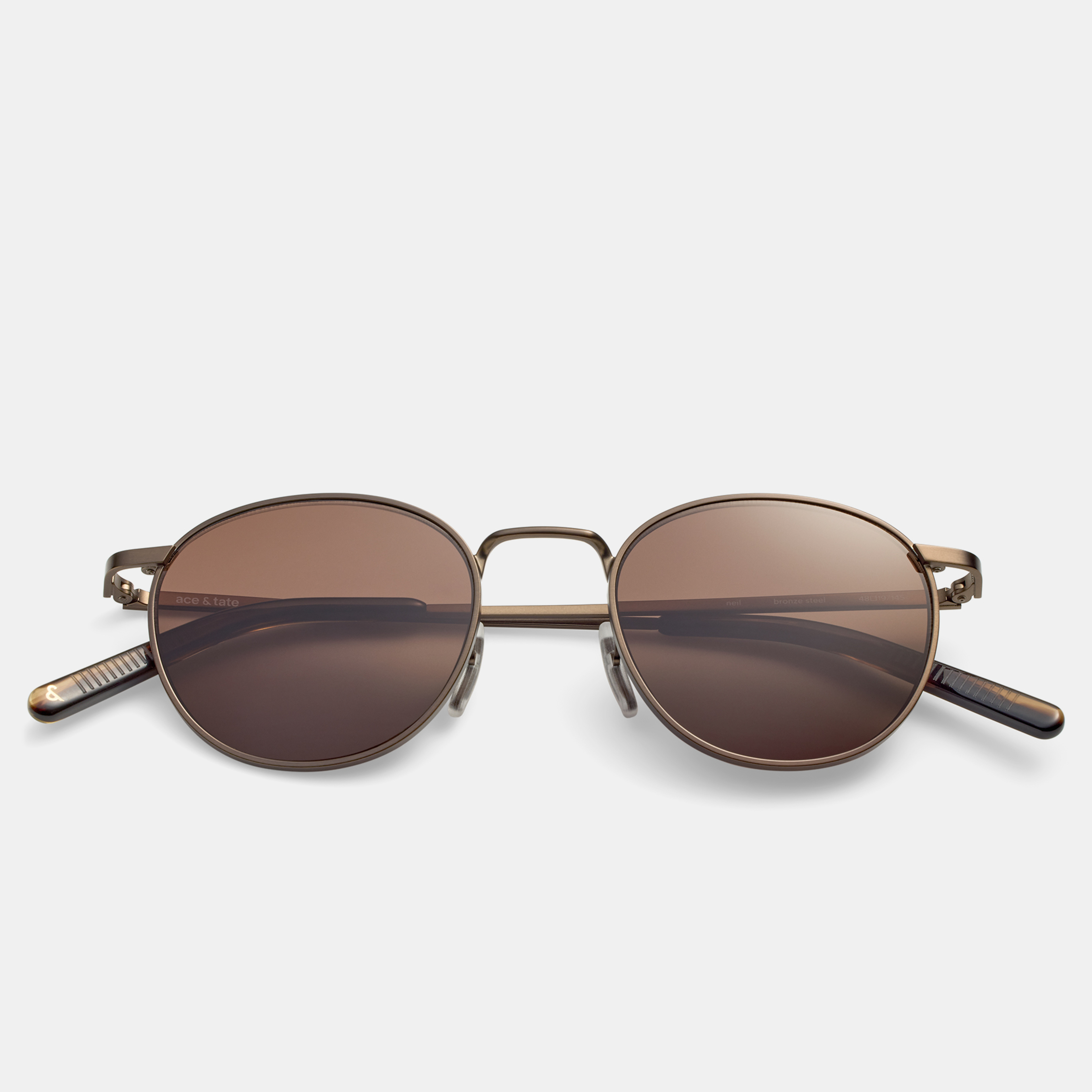Ace & Tate Neil in Bronze Steel Ace & Tate Glasses | Round Metal in Brown