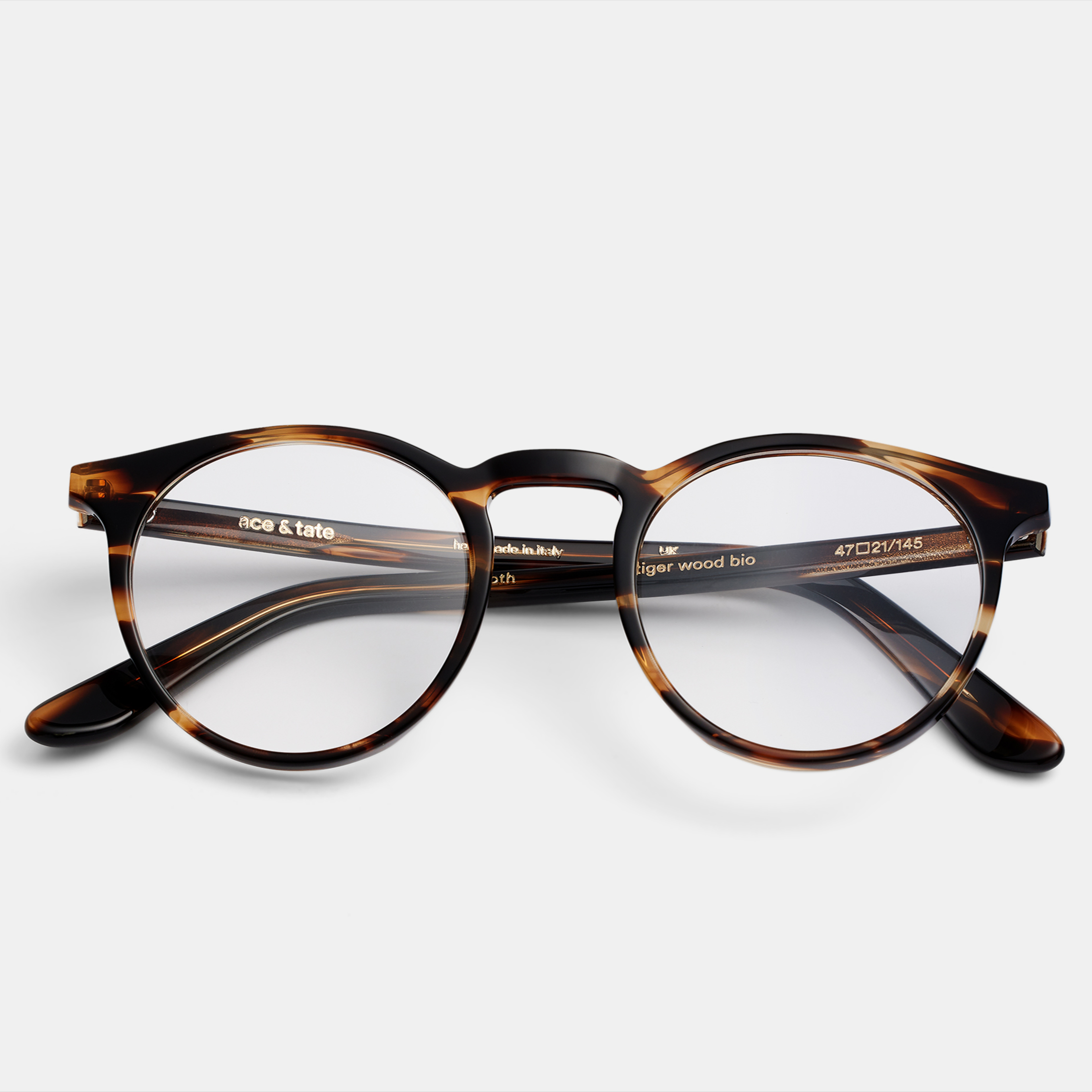 Ace & Tate Glasses | Round Acetate in Brown, Orange