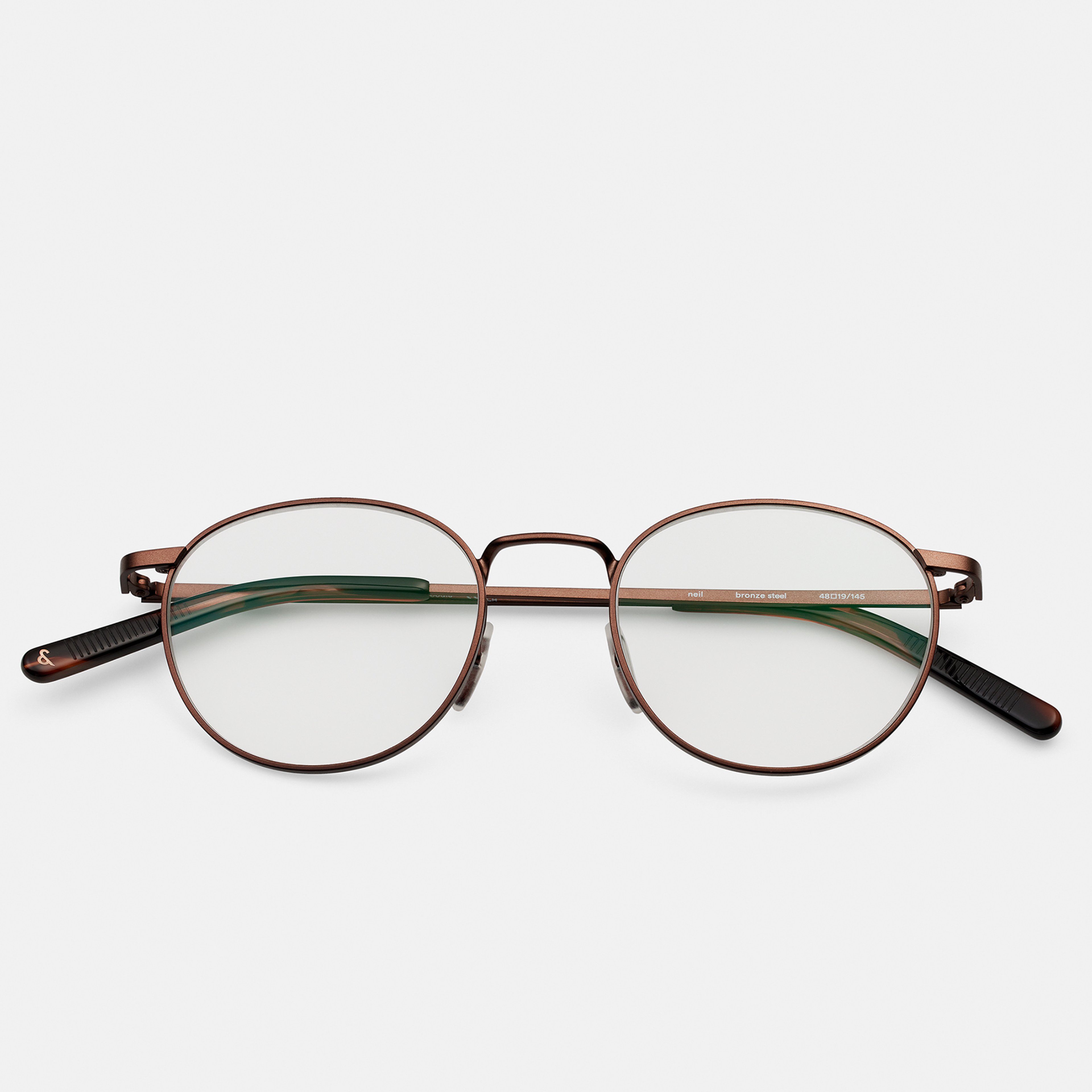 Ace & Tate Neil in Bronze Steel Ace & Tate Glasses | Round Metal in Brown