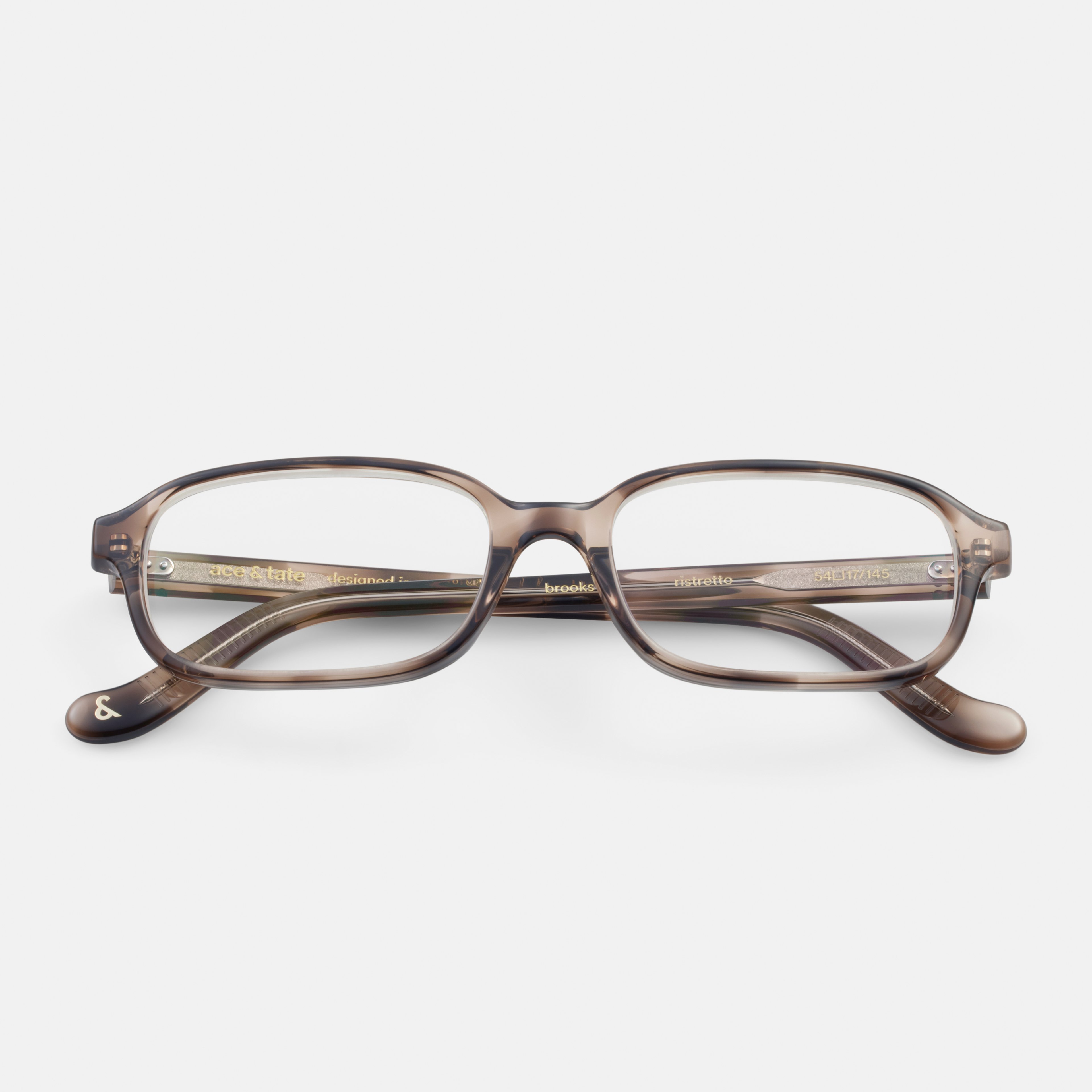 Ace & Tate Glasses | Rectangle Acetate in Beige, Brown