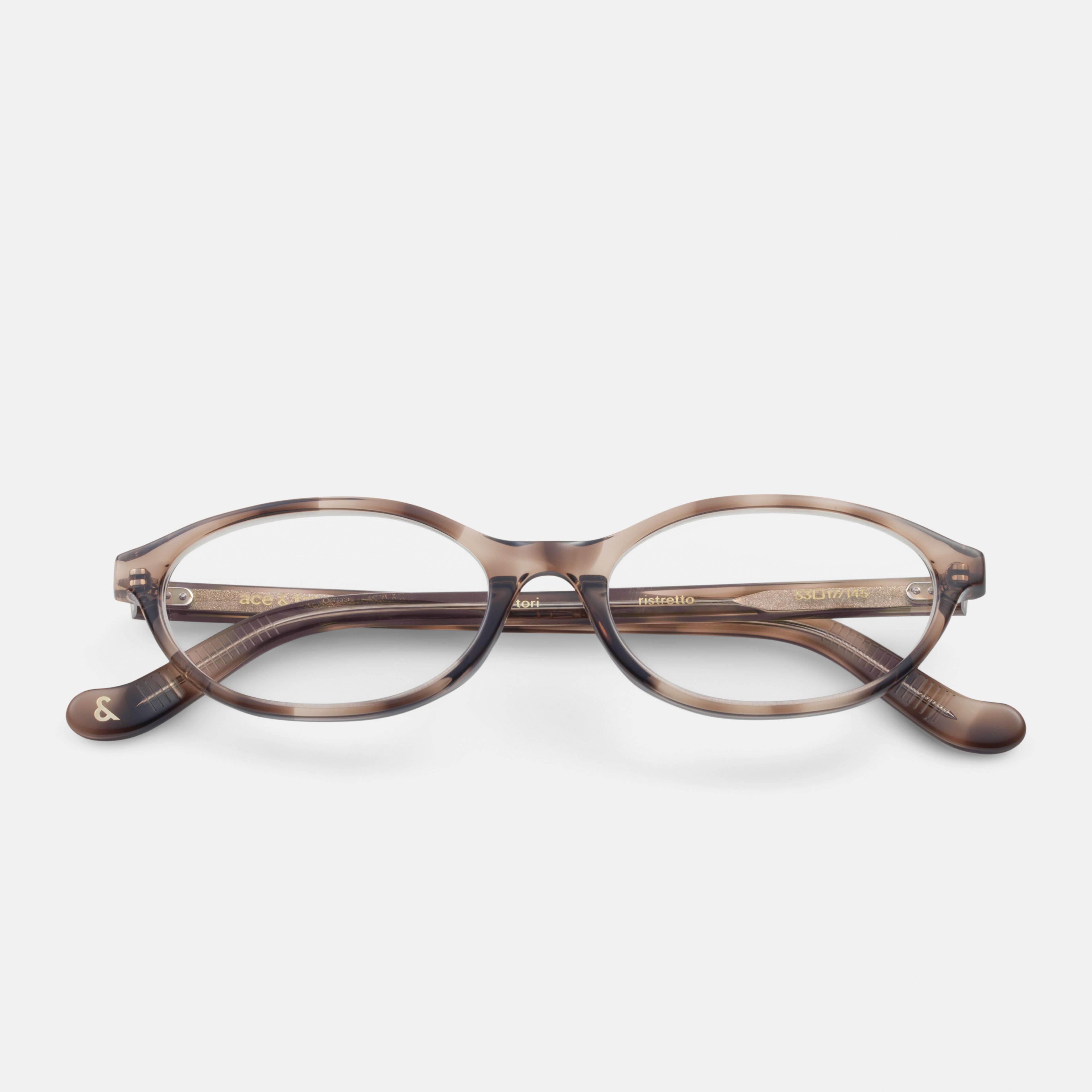 Ace & Tate Glasses | Oval Acetate in Beige, Brown