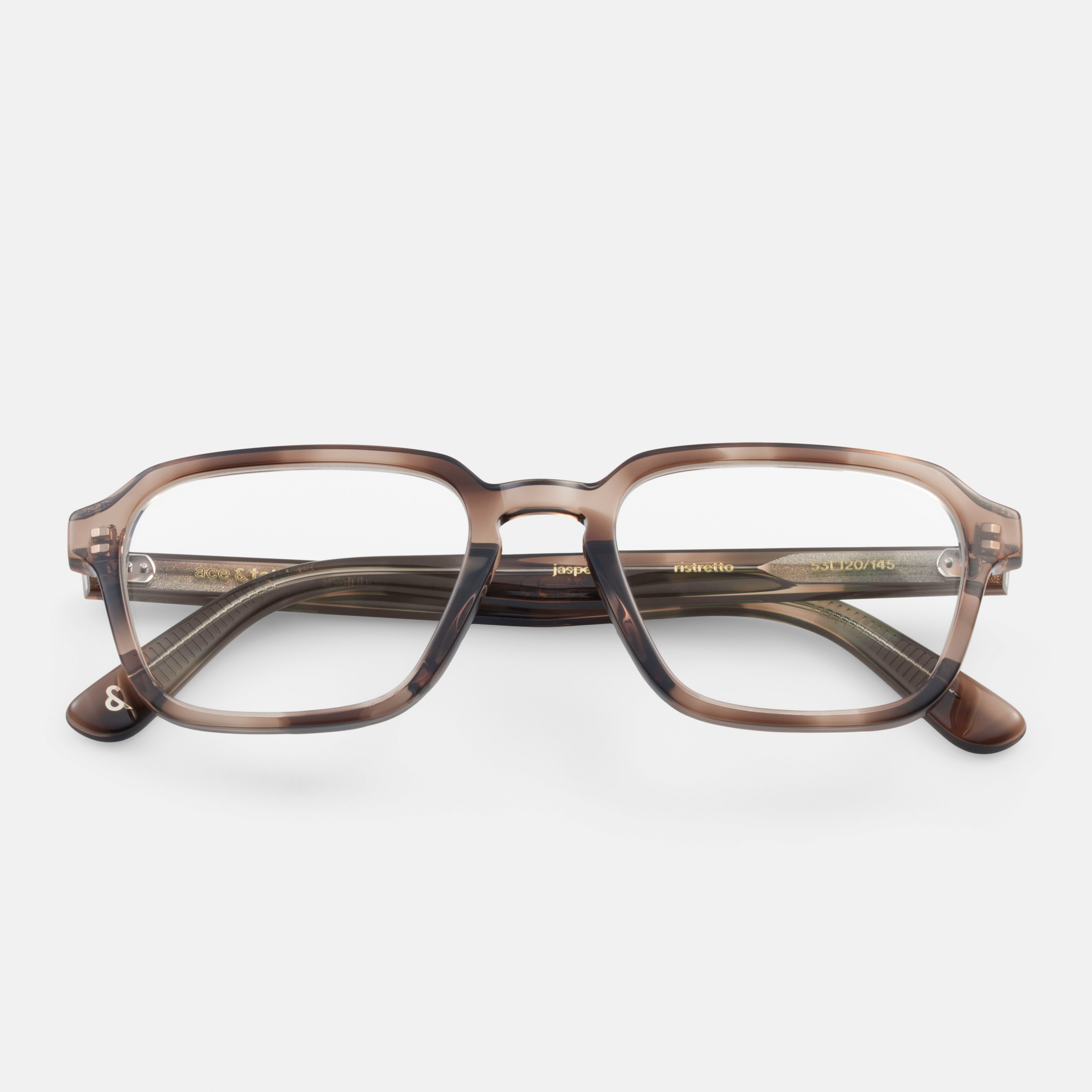 Ace & Tate Brillen | Hexagonal Acetat in Beige, Braun