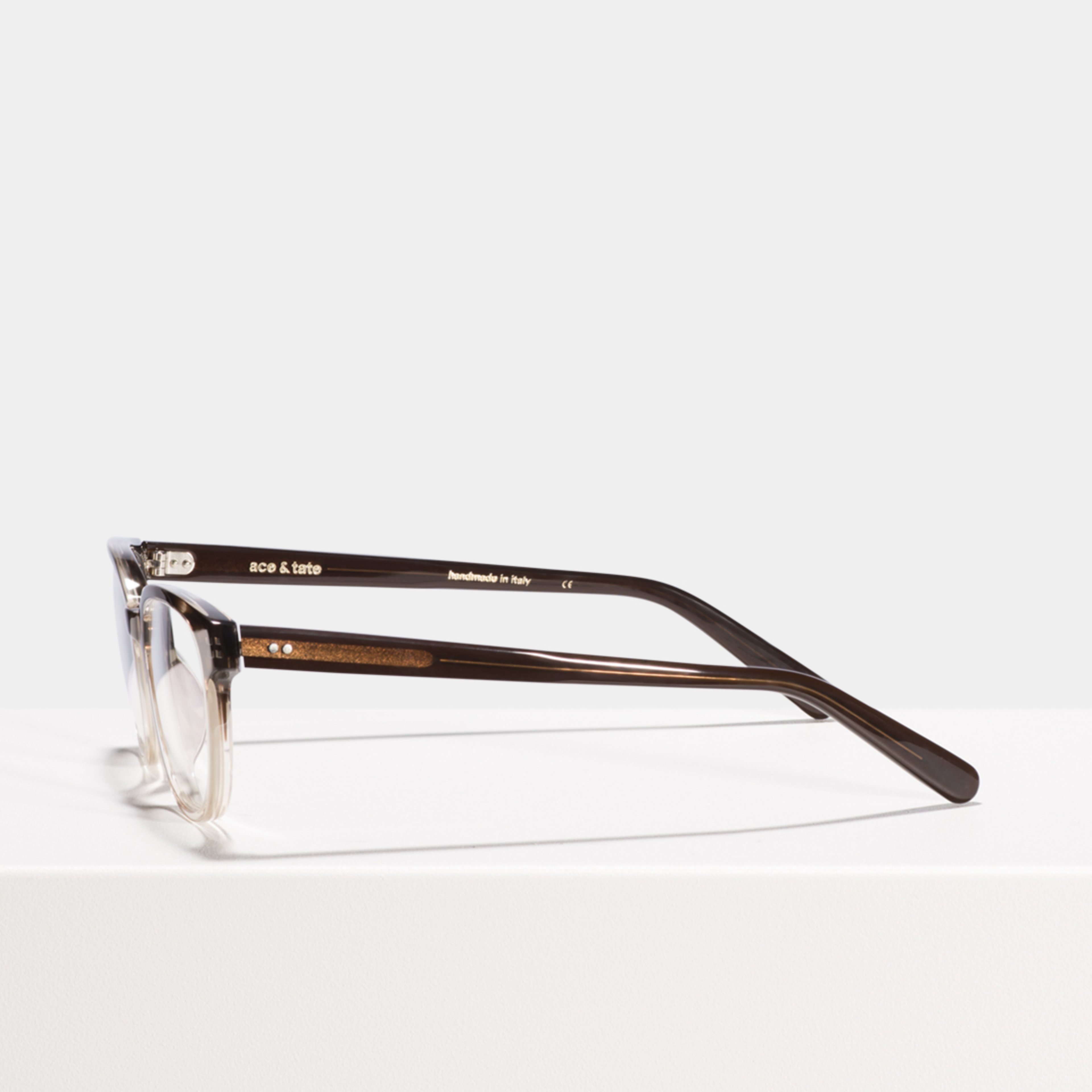 Ace & Tate Glasses | oval acetate in Brown, Clear