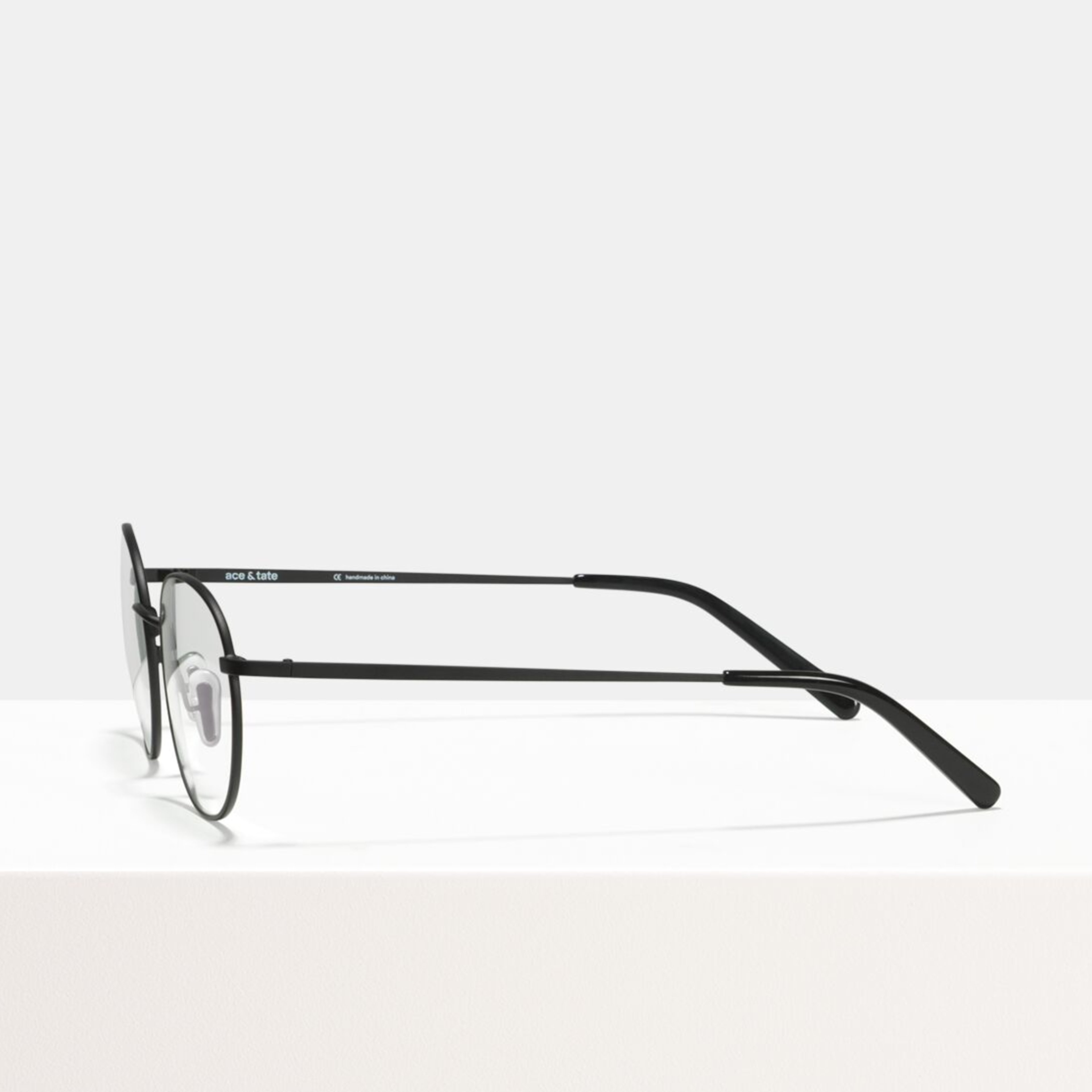 Ace & Tate Glasses | oval metal in Black