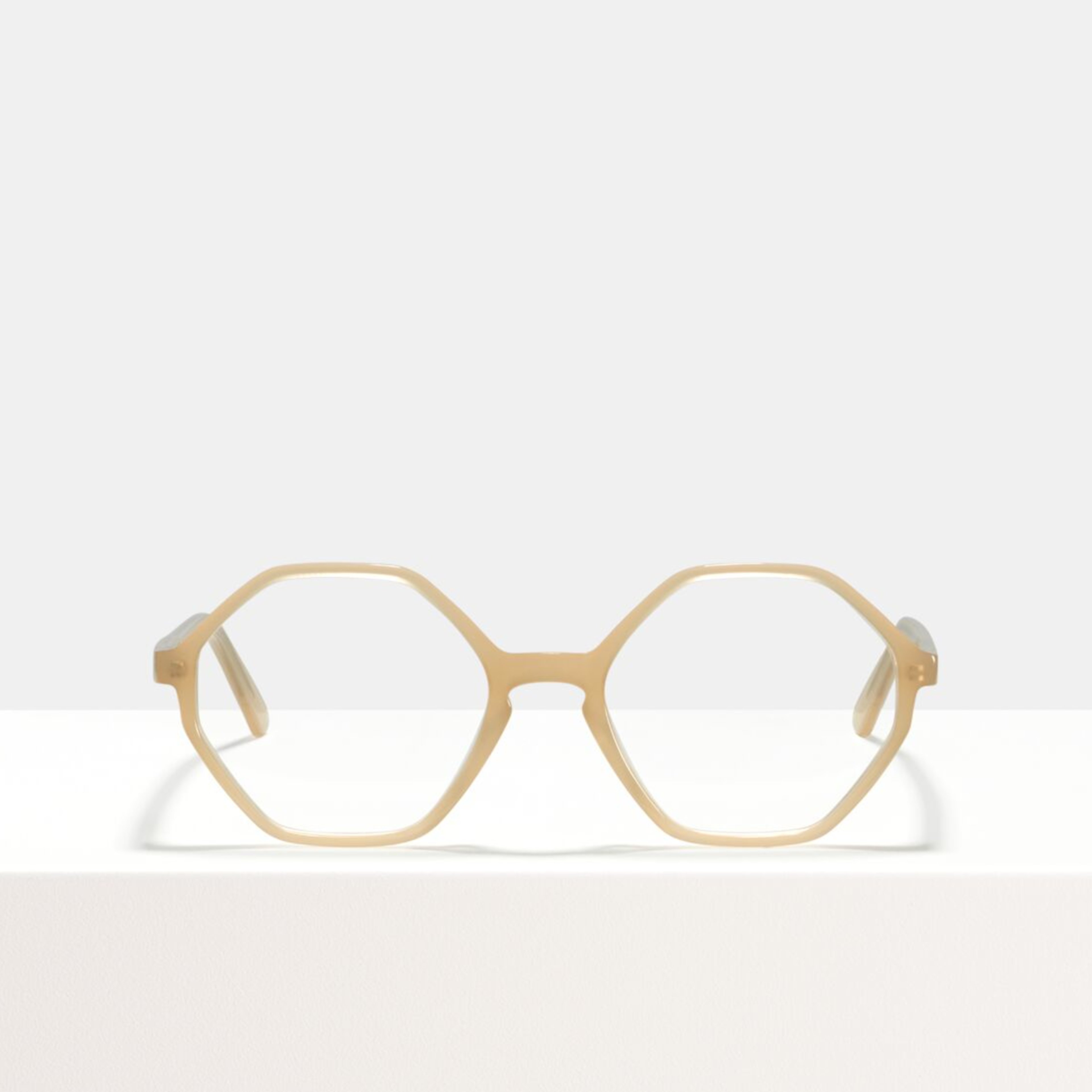Ace & Tate Glasses | hexagonal acetate in Beige, Brown, Yellow