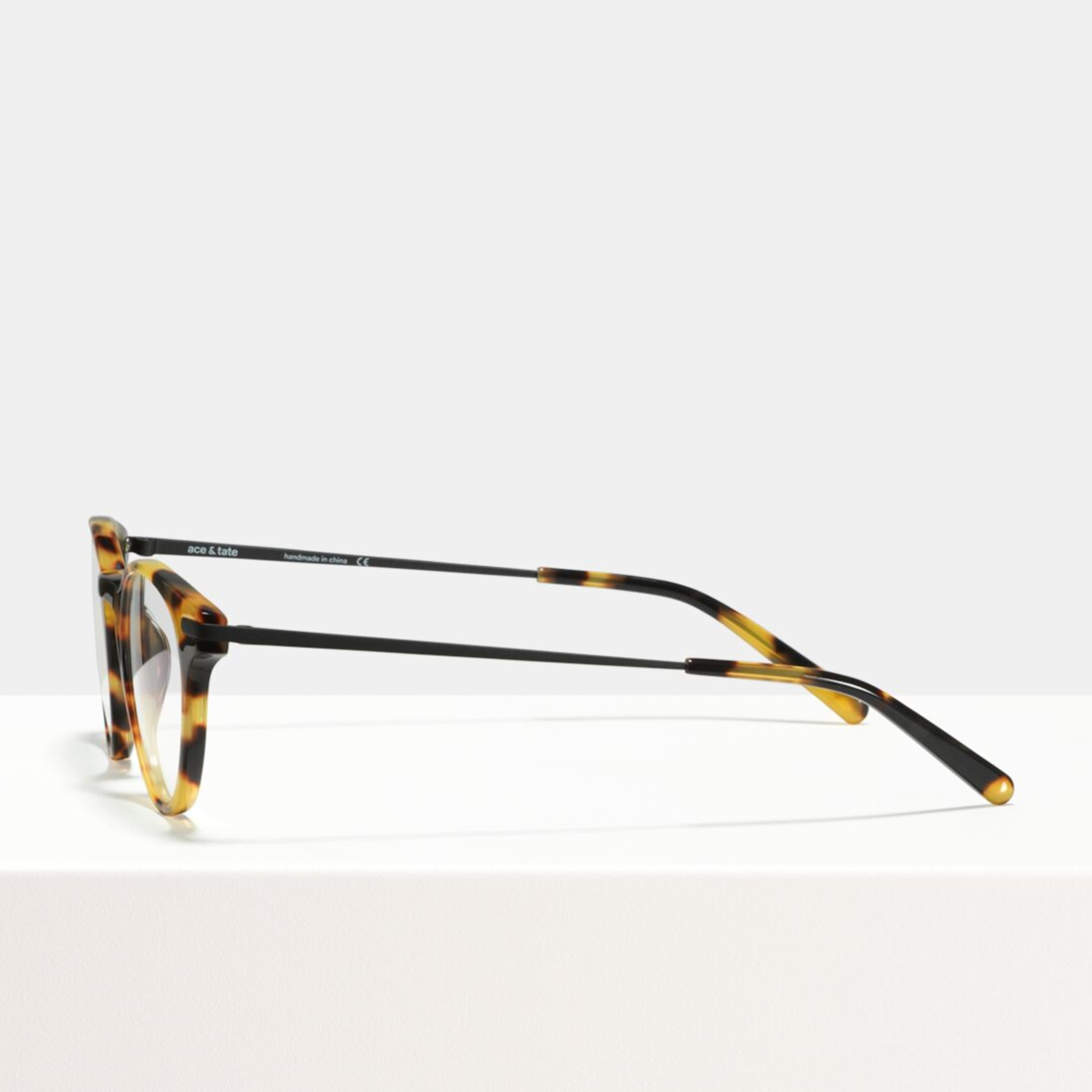 Ace & Tate Glasses | round acetate in Brown, Yellow