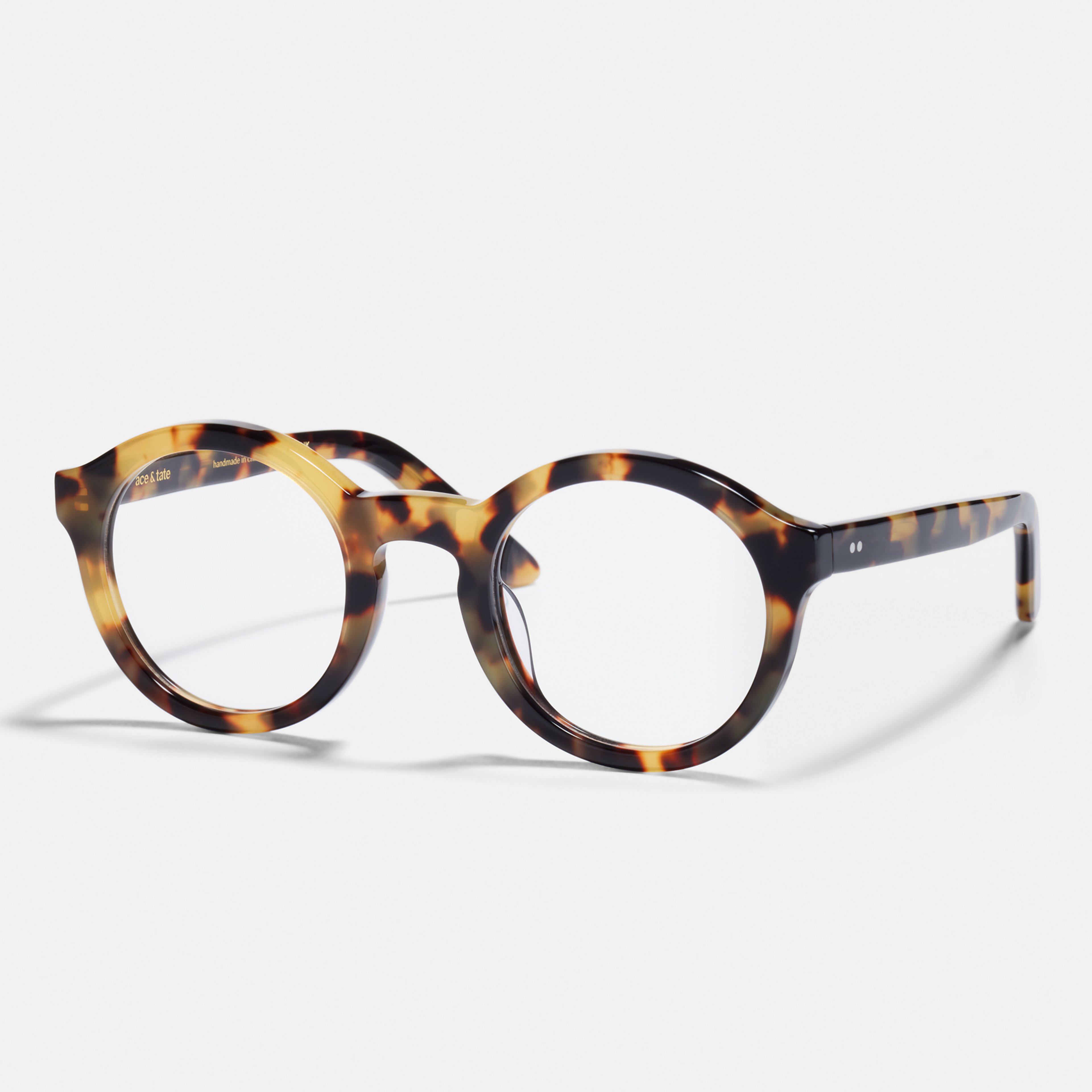 Ace & Tate Glasses | Round Acetate in Brown, Yellow