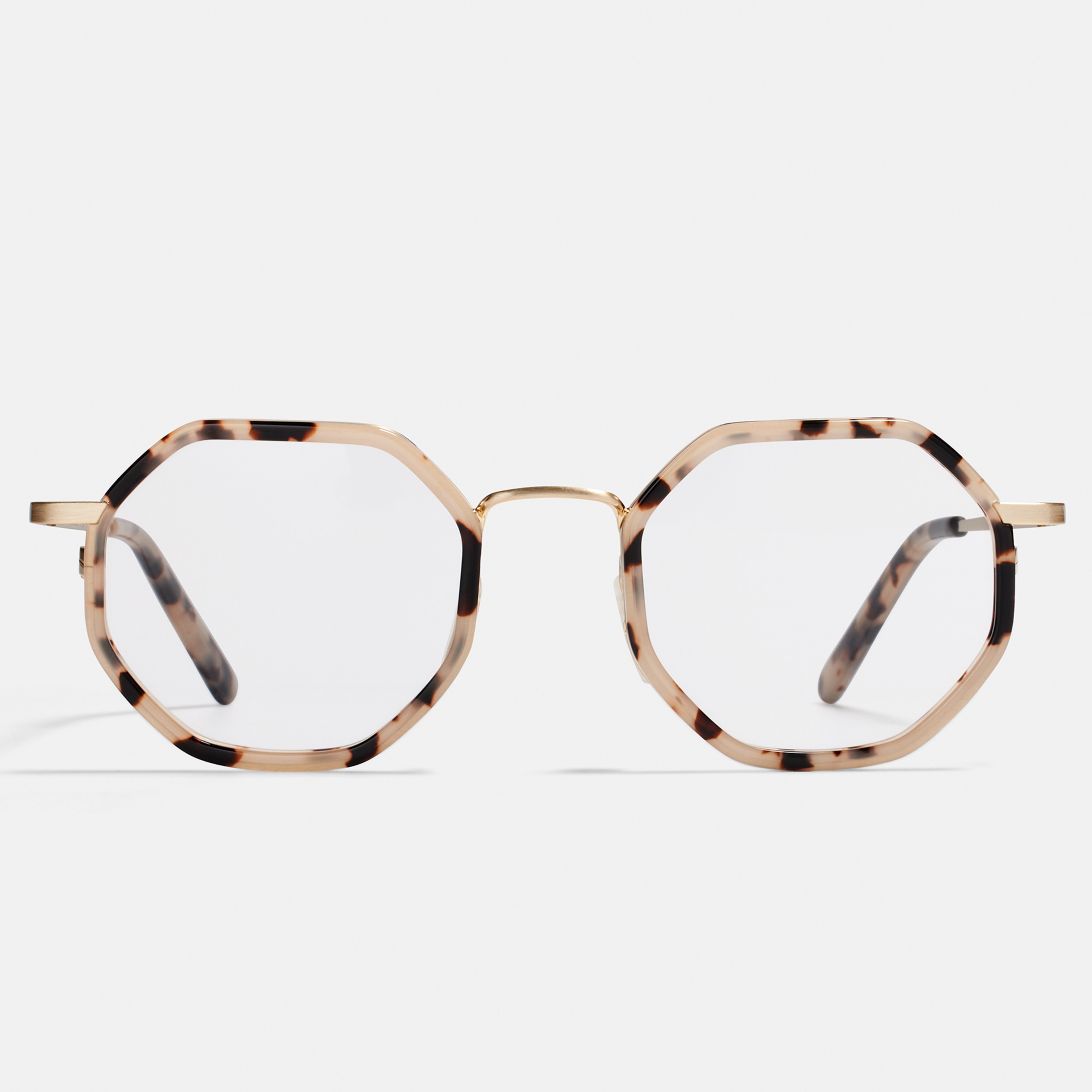 Ace & Tate Glasses | hexagonal Acetate in Beige, Brown