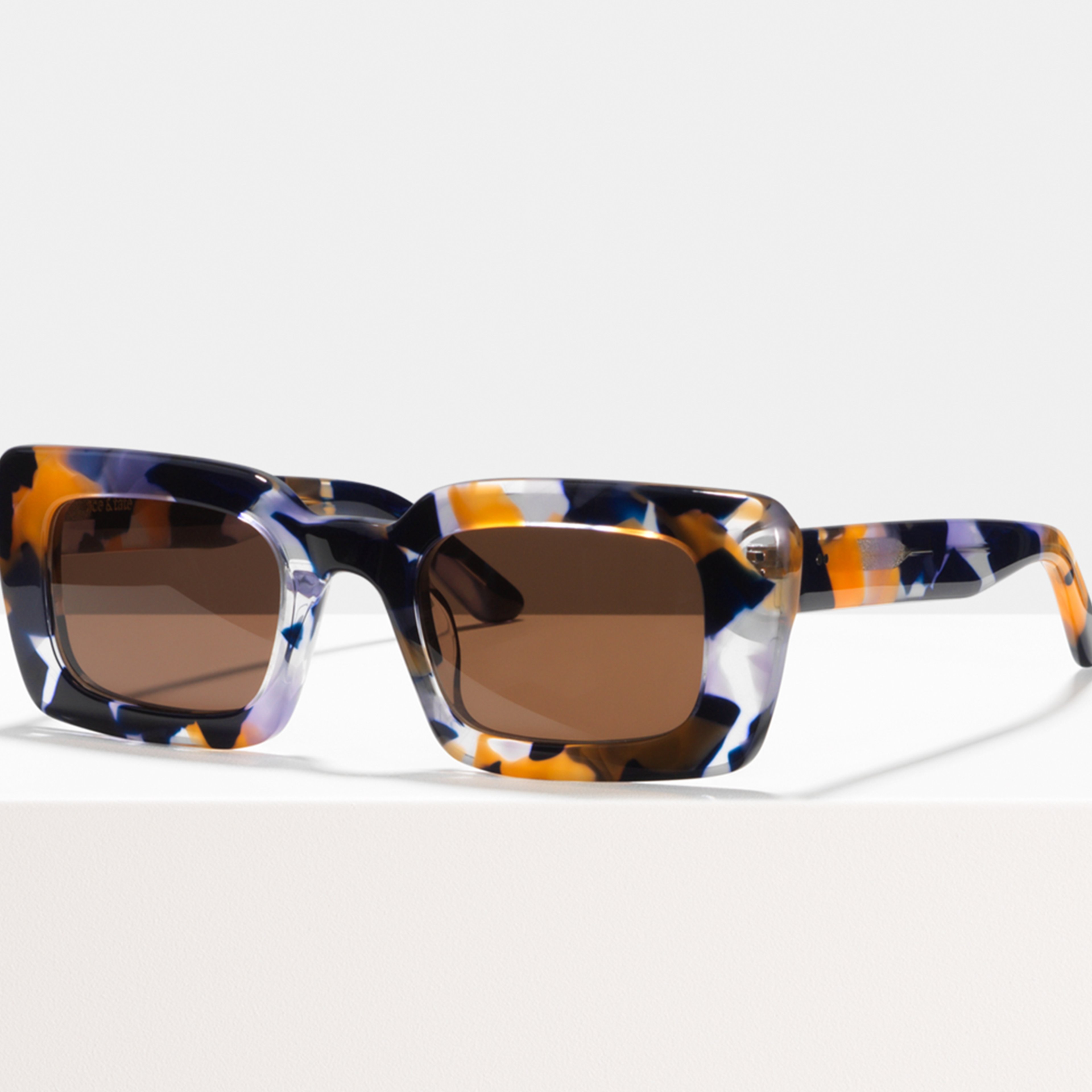 Ace & Tate Sunglasses | rectangle Acetate in Brown, Orange, Purple