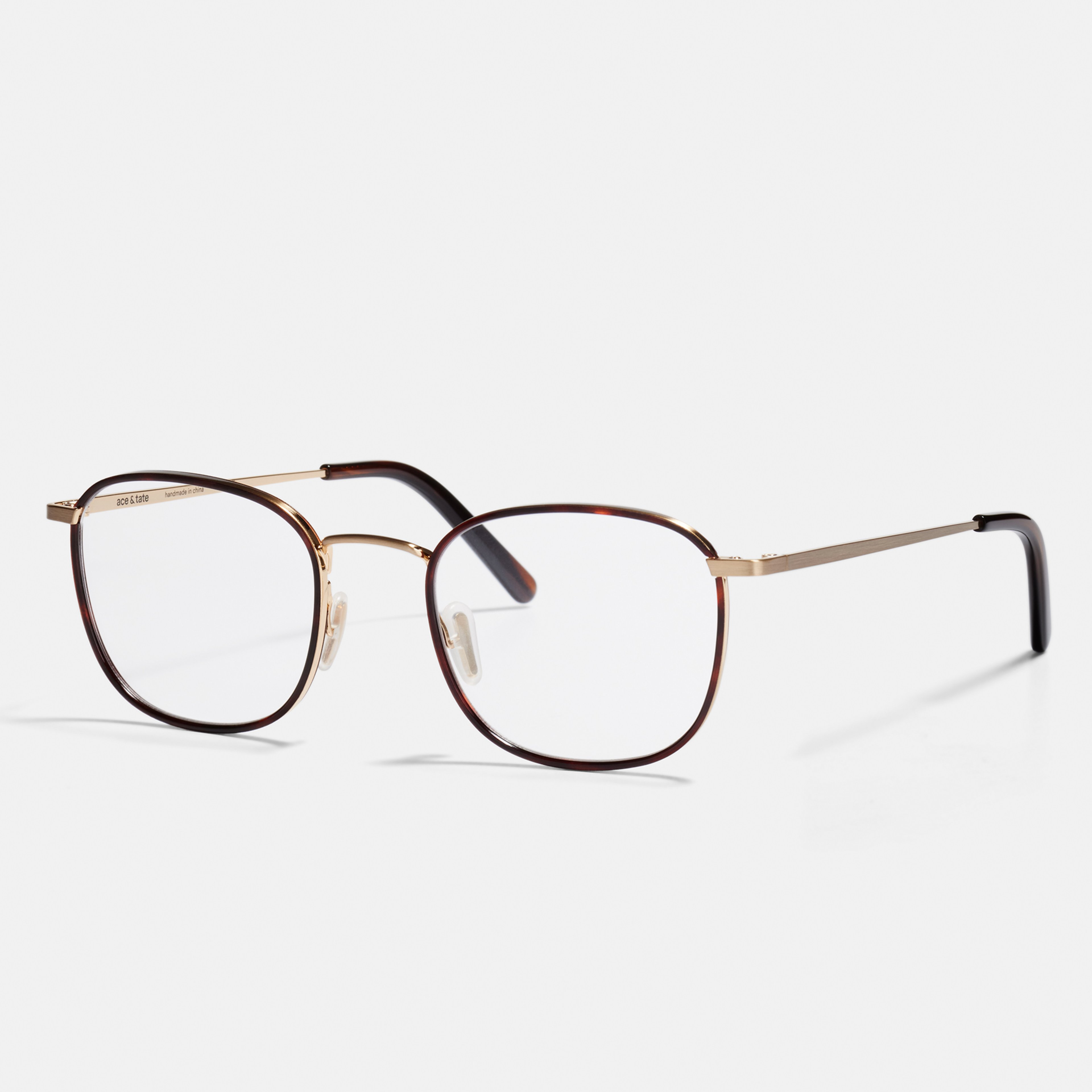 Ace & Tate Glasses | Square Acetate in Brown, Gold, Orange