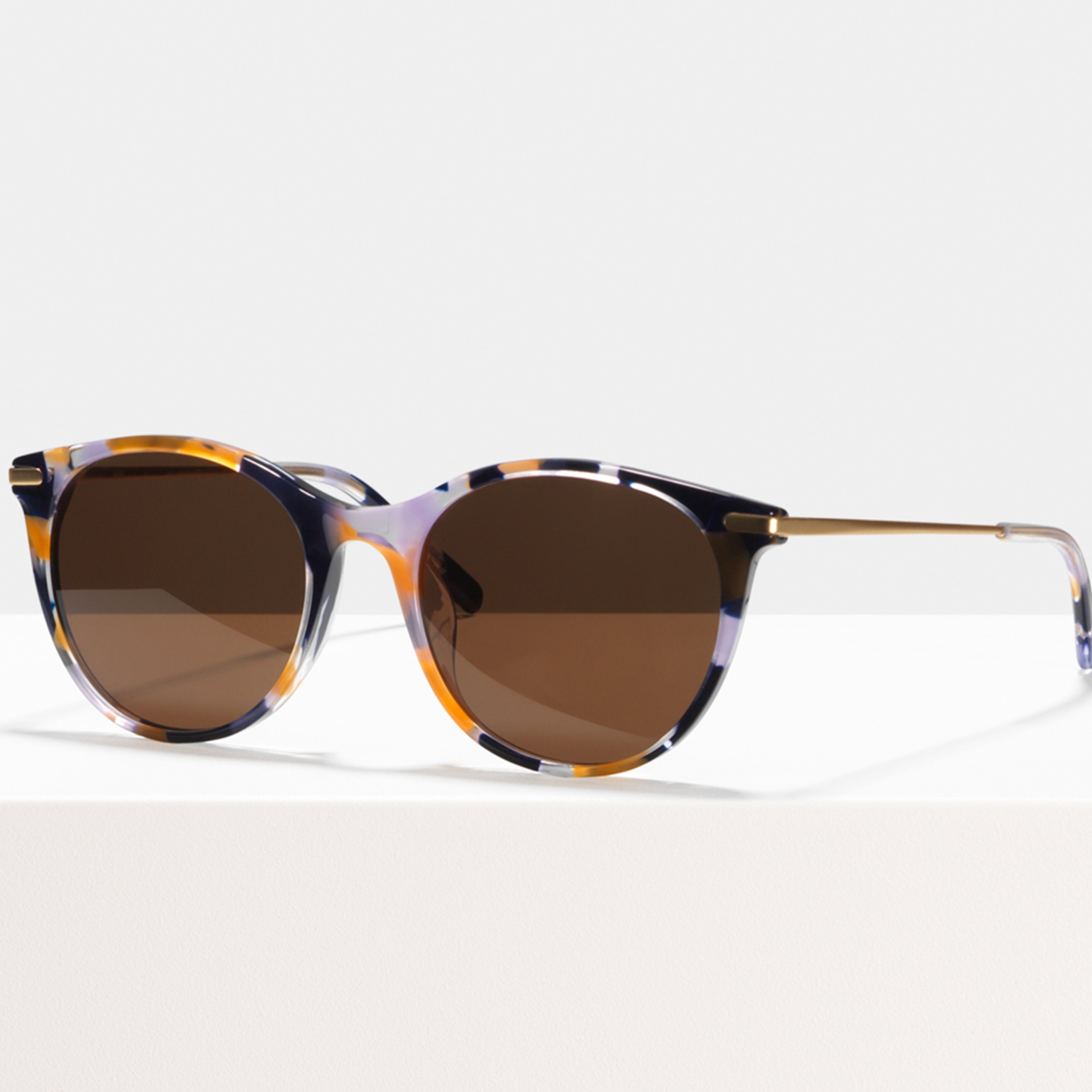 Ace & Tate Sunglasses | Round Metal in Brown, Orange, Purple