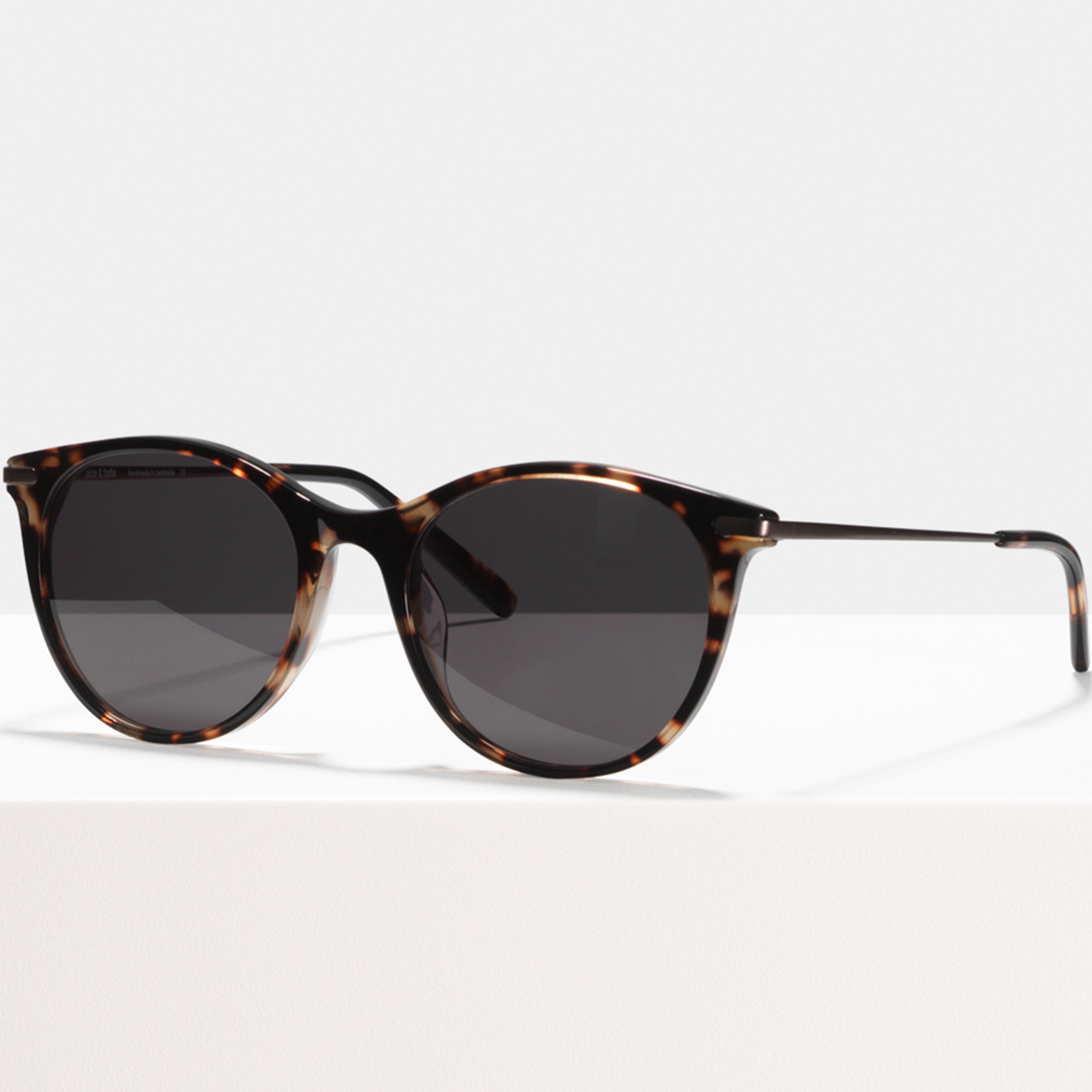 Ace & Tate Solaires | ronde métal in Marron