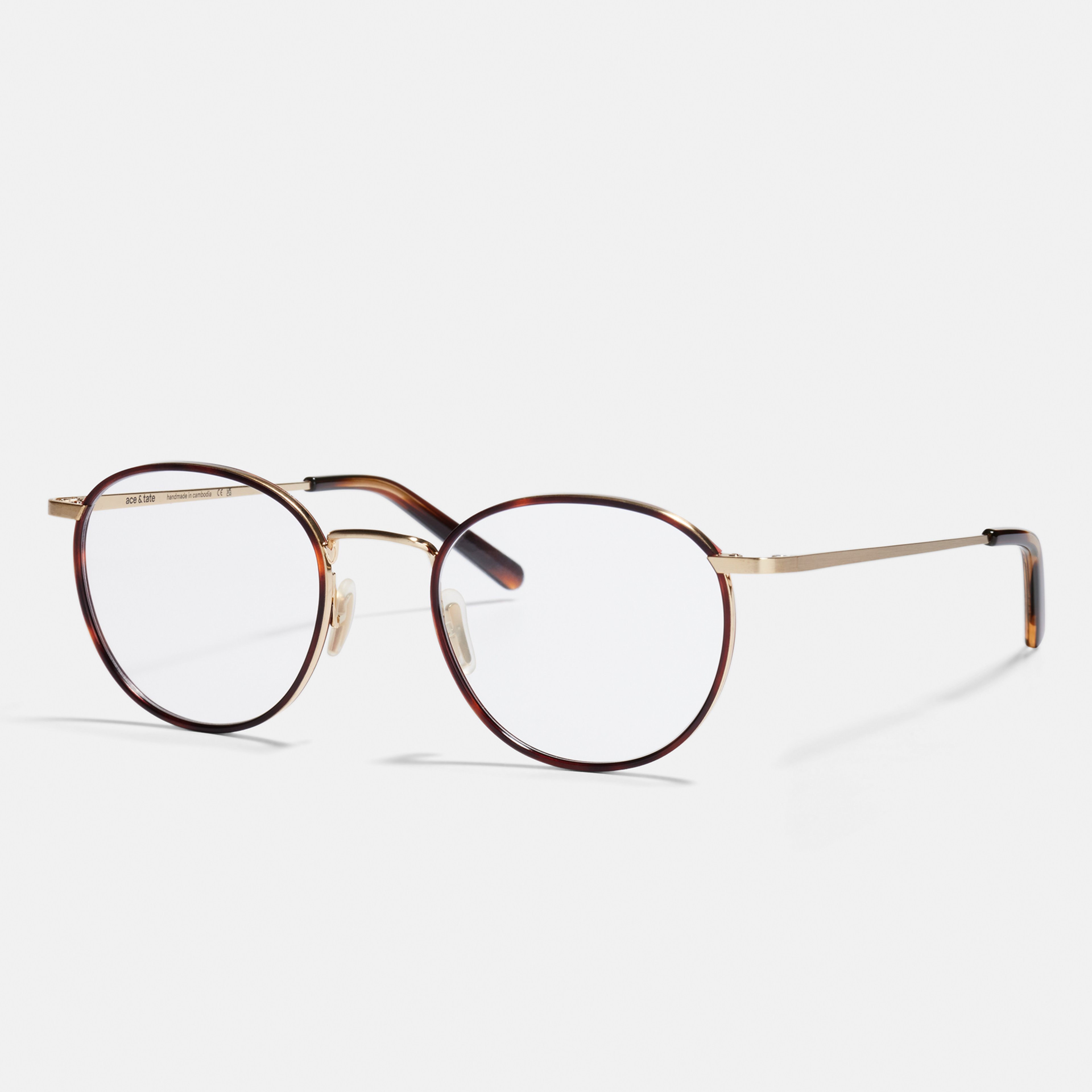 Ace & Tate Glasses | Round Metal in Brown, multicolor, tortoise, Yellow