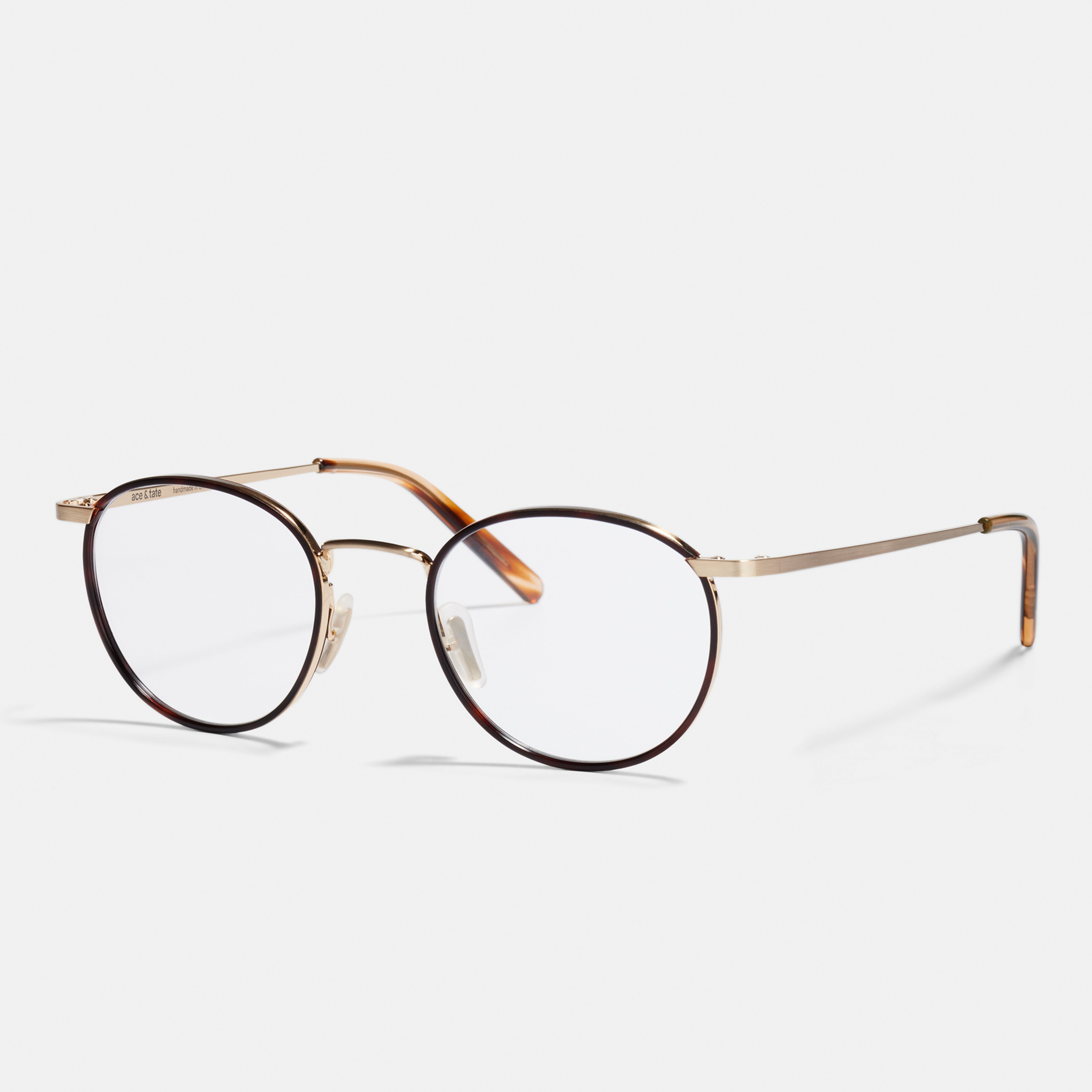 Ace & Tate Glasses | Round Metal in Beige, Brown, Gold, tortoise, Yellow