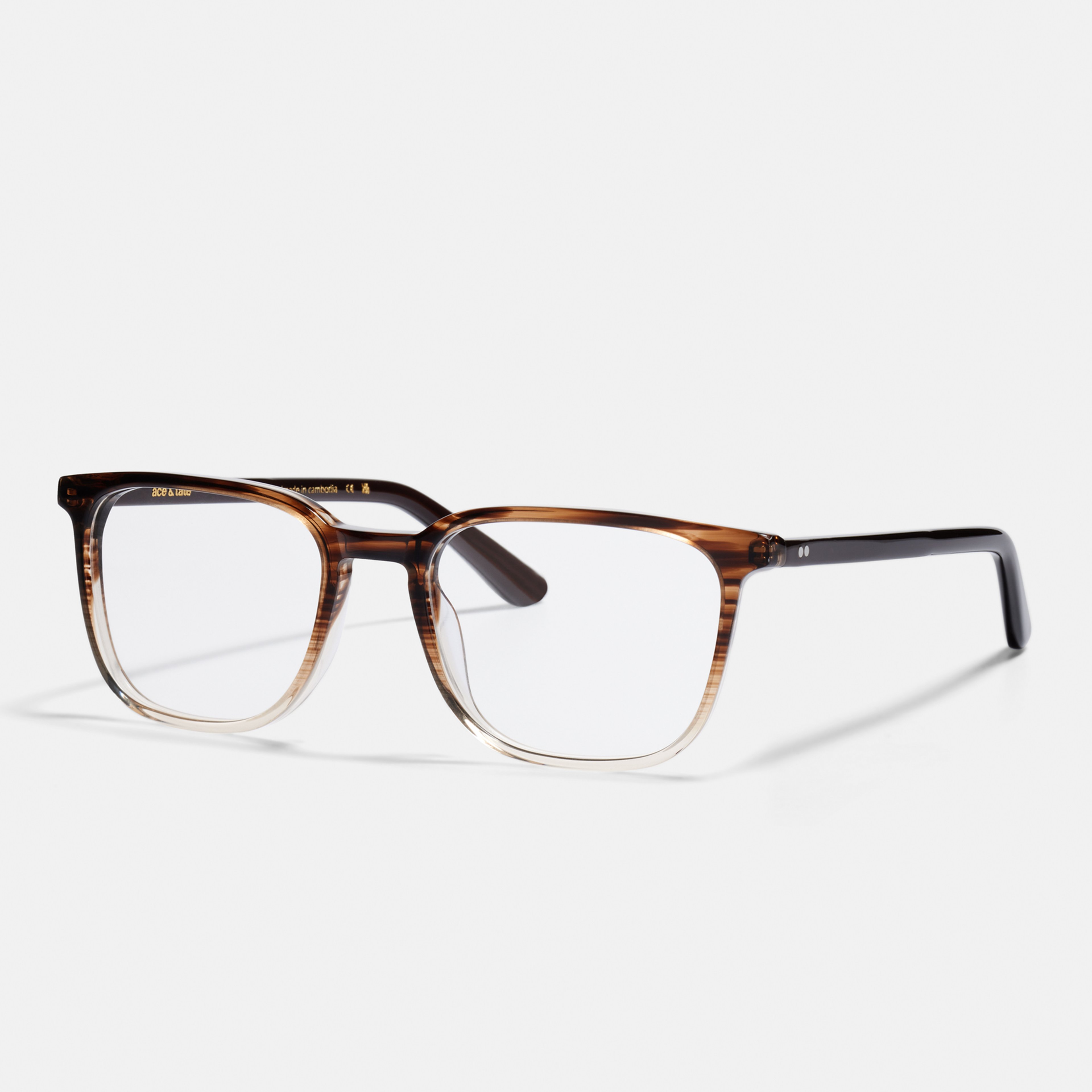 Ace & Tate Glasses | rectangle Acetate in Brown, Clear