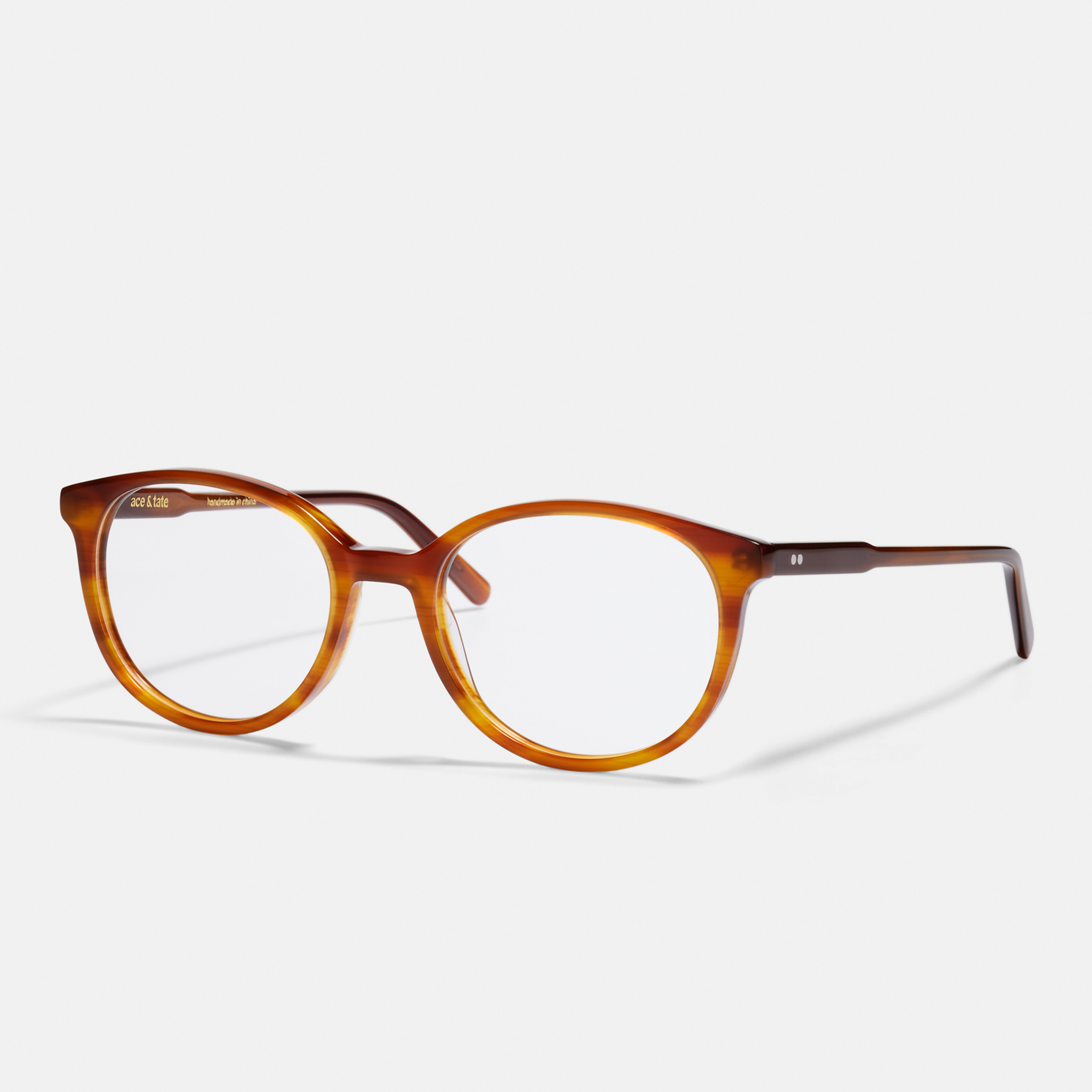 Ace & Tate Glasses | Round Acetate in Brown, Orange