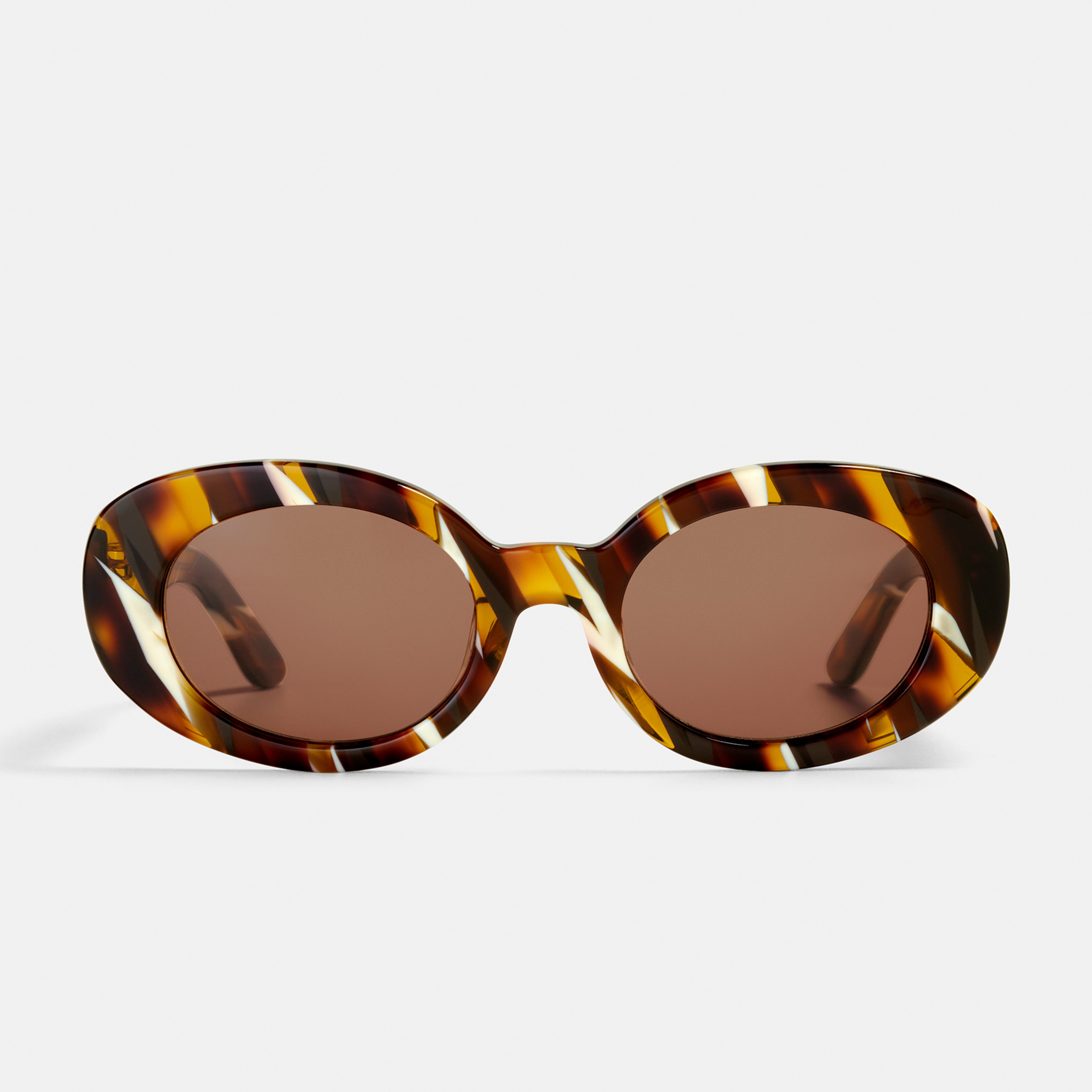 Ace & Tate Sunglasses | oval Bio acetate in Brown, White