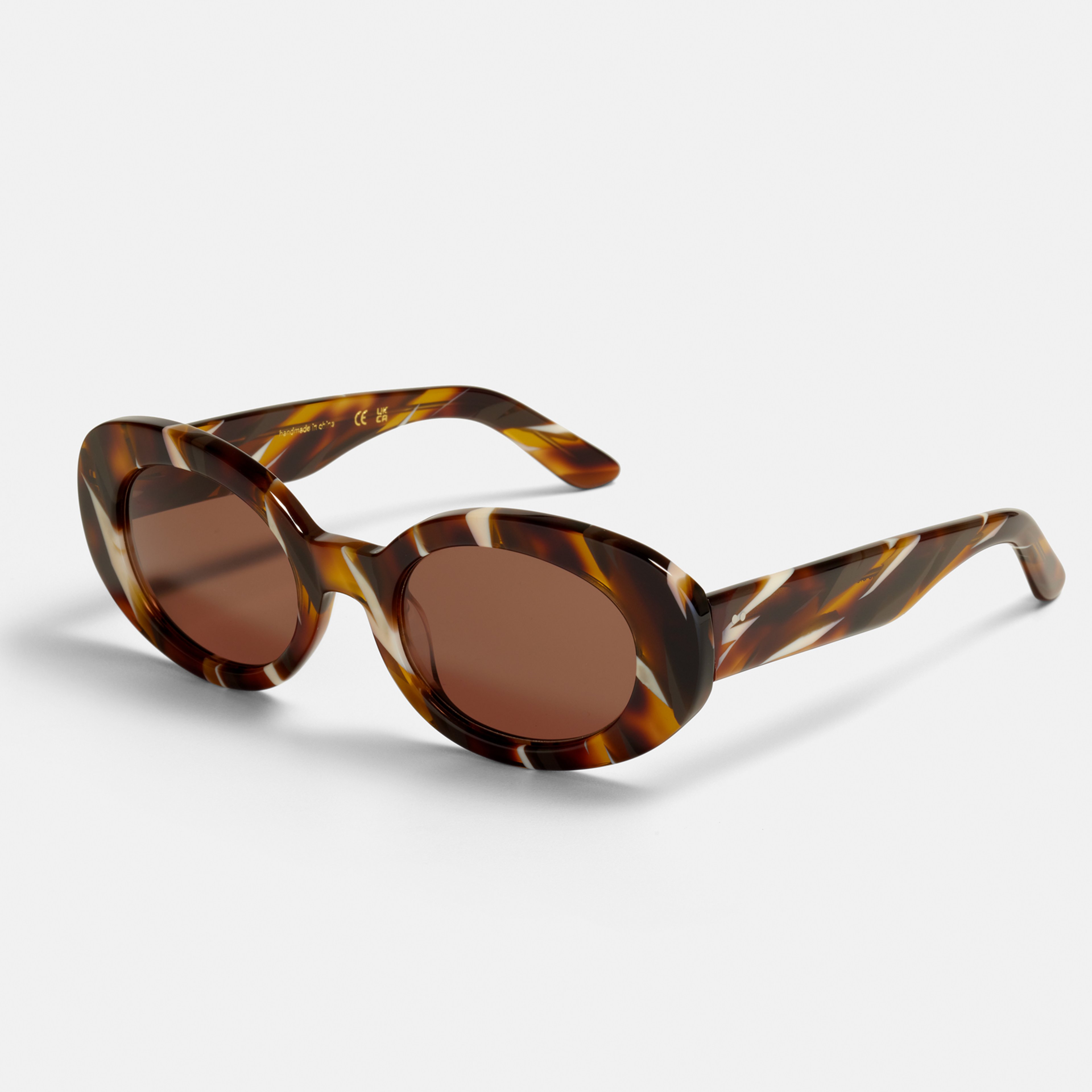 Ace & Tate Sunglasses | oval Bio acetate in Brown, White