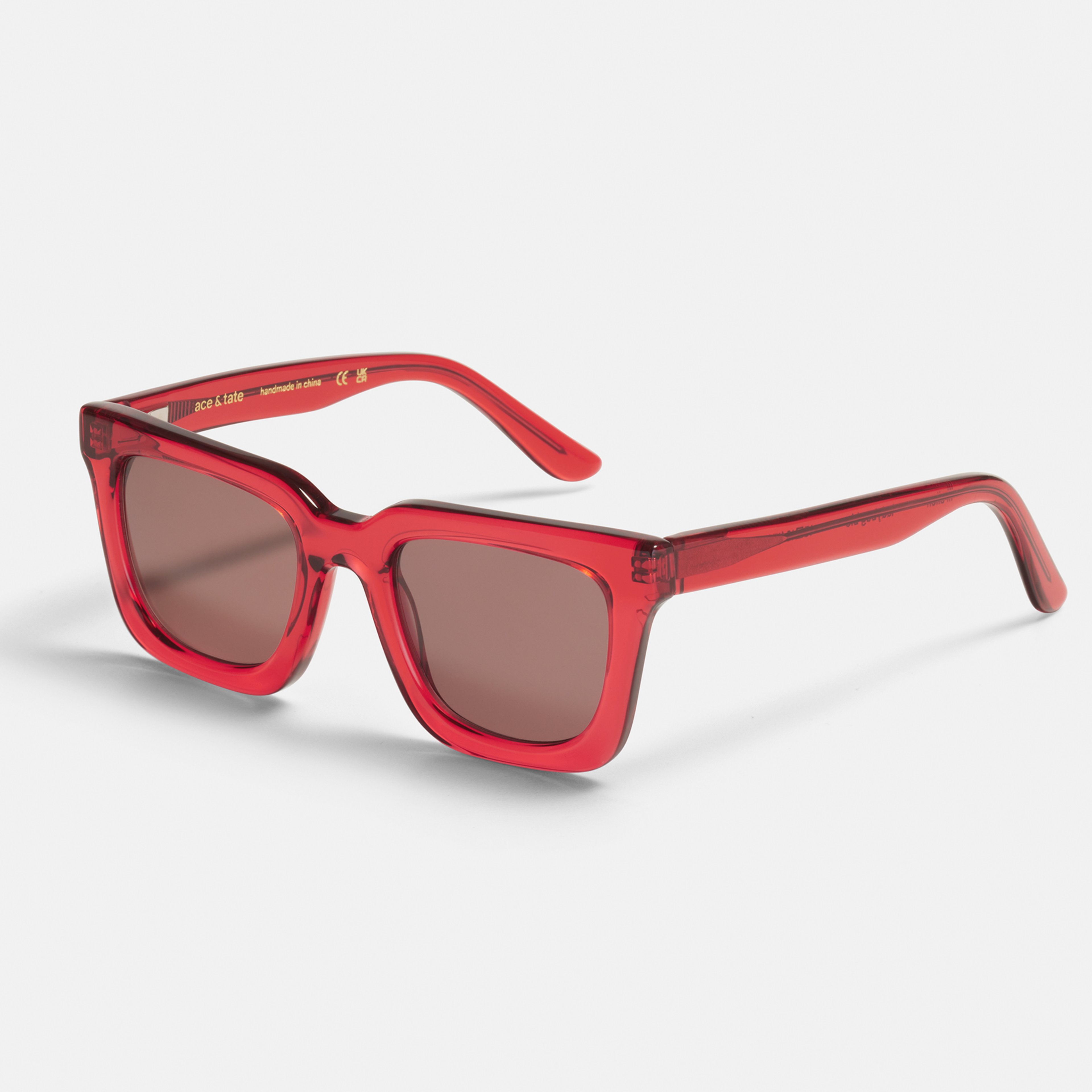 Ace & Tate Solaires | carrée Renew bio-acétate in Rouge