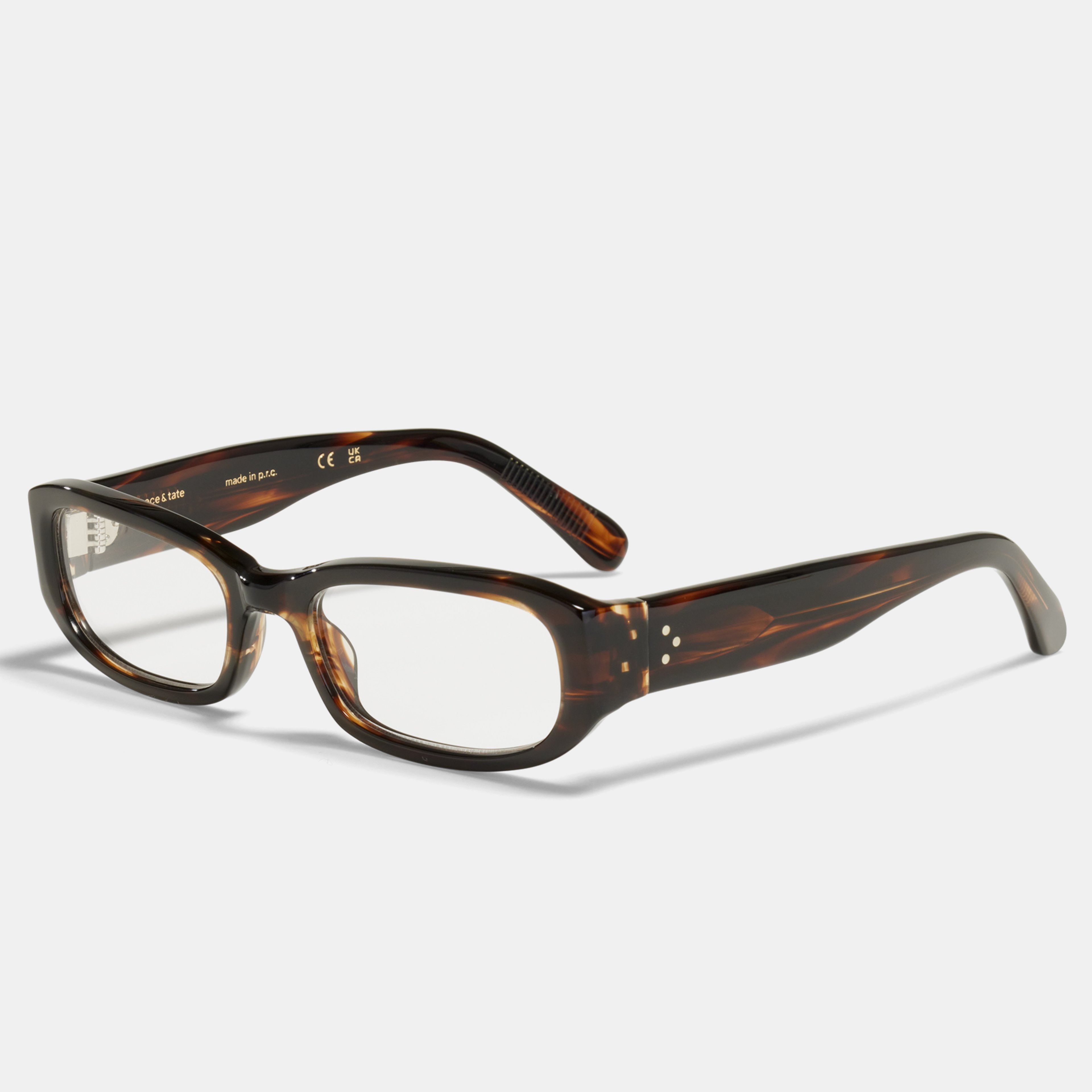 Ace & Tate Glasses | rectangle Bio acetate in Brown